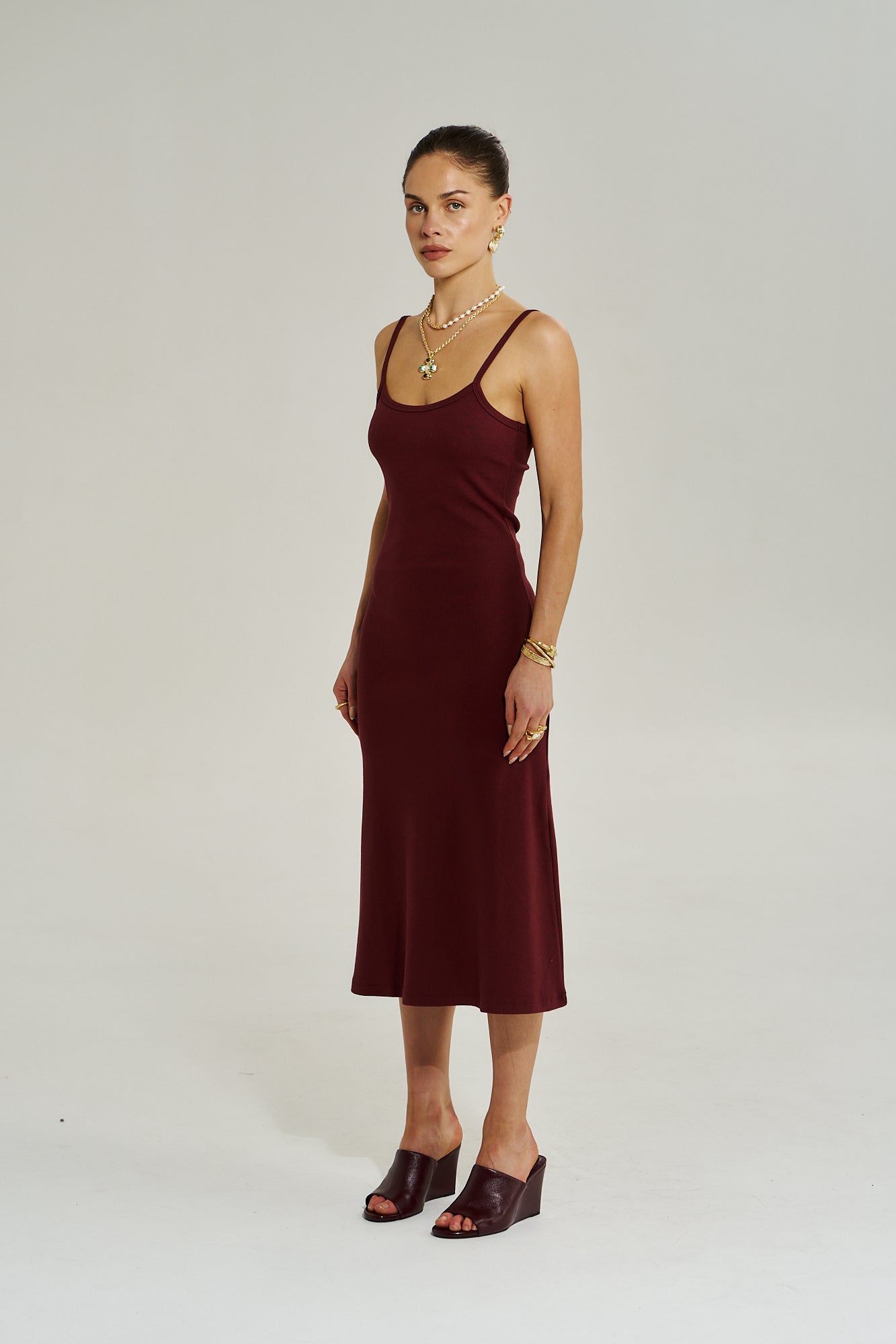A LINE MIDI DRESS - SYRAH