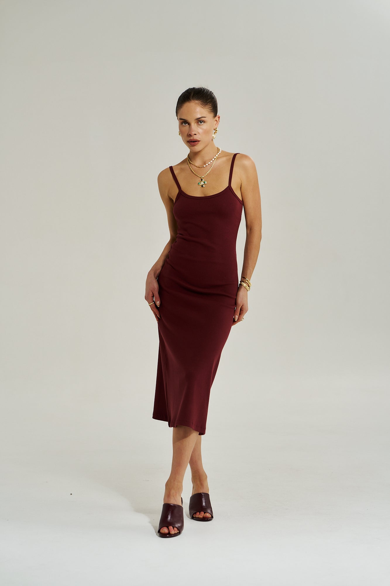 A LINE MIDI DRESS - SYRAH