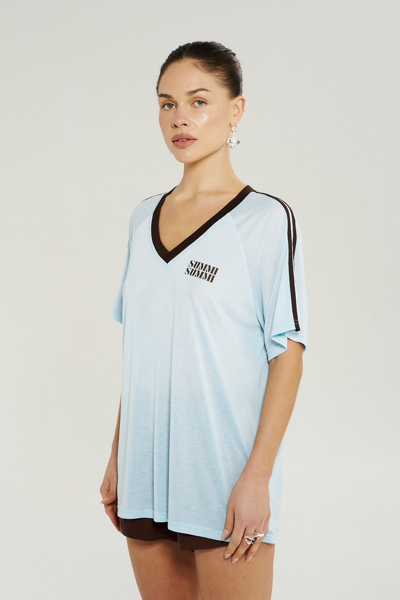 V NECK JERSEY TEE - ICEL
