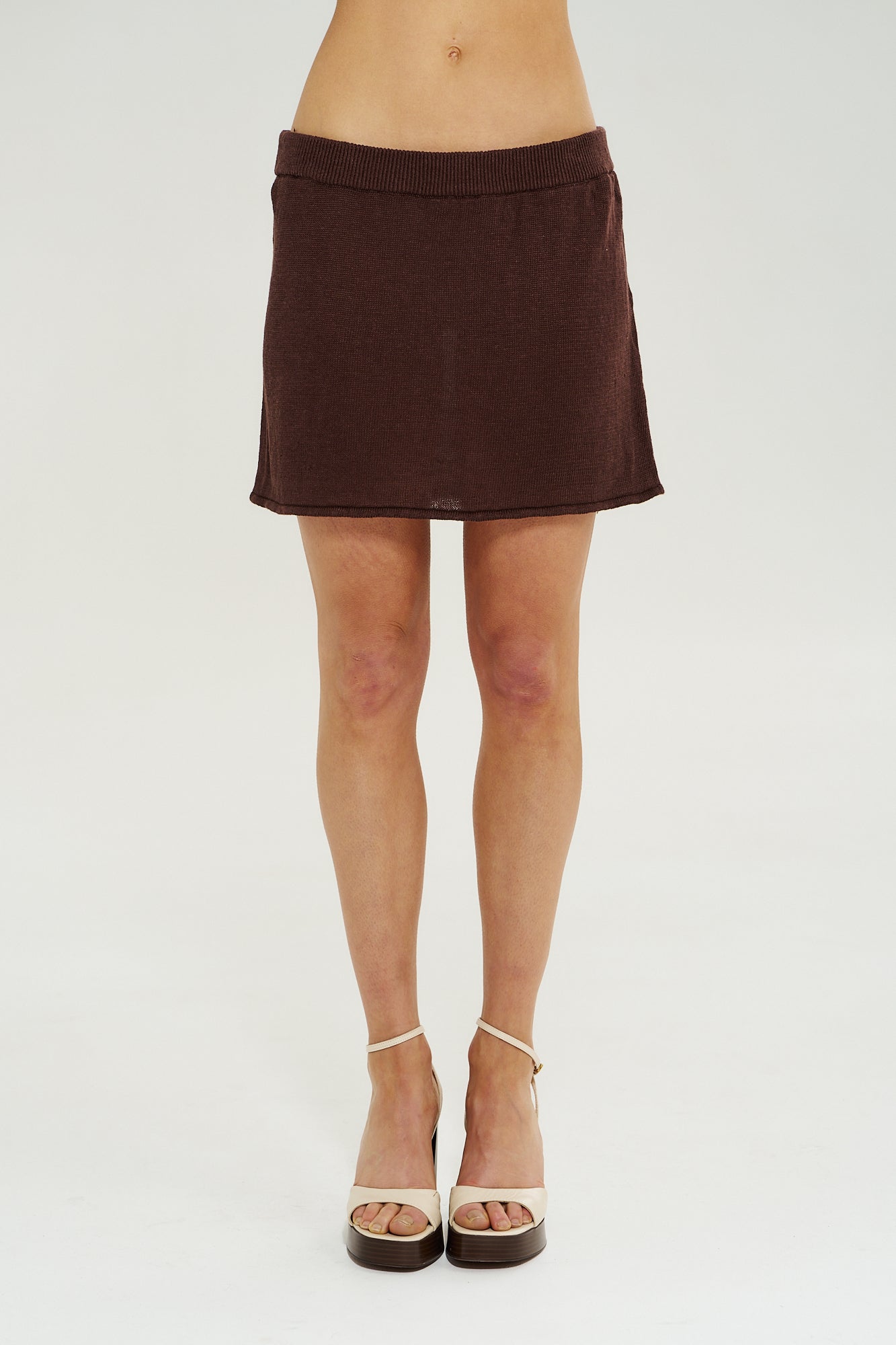 KNIT MINI SKIRT - CHOCOLAT