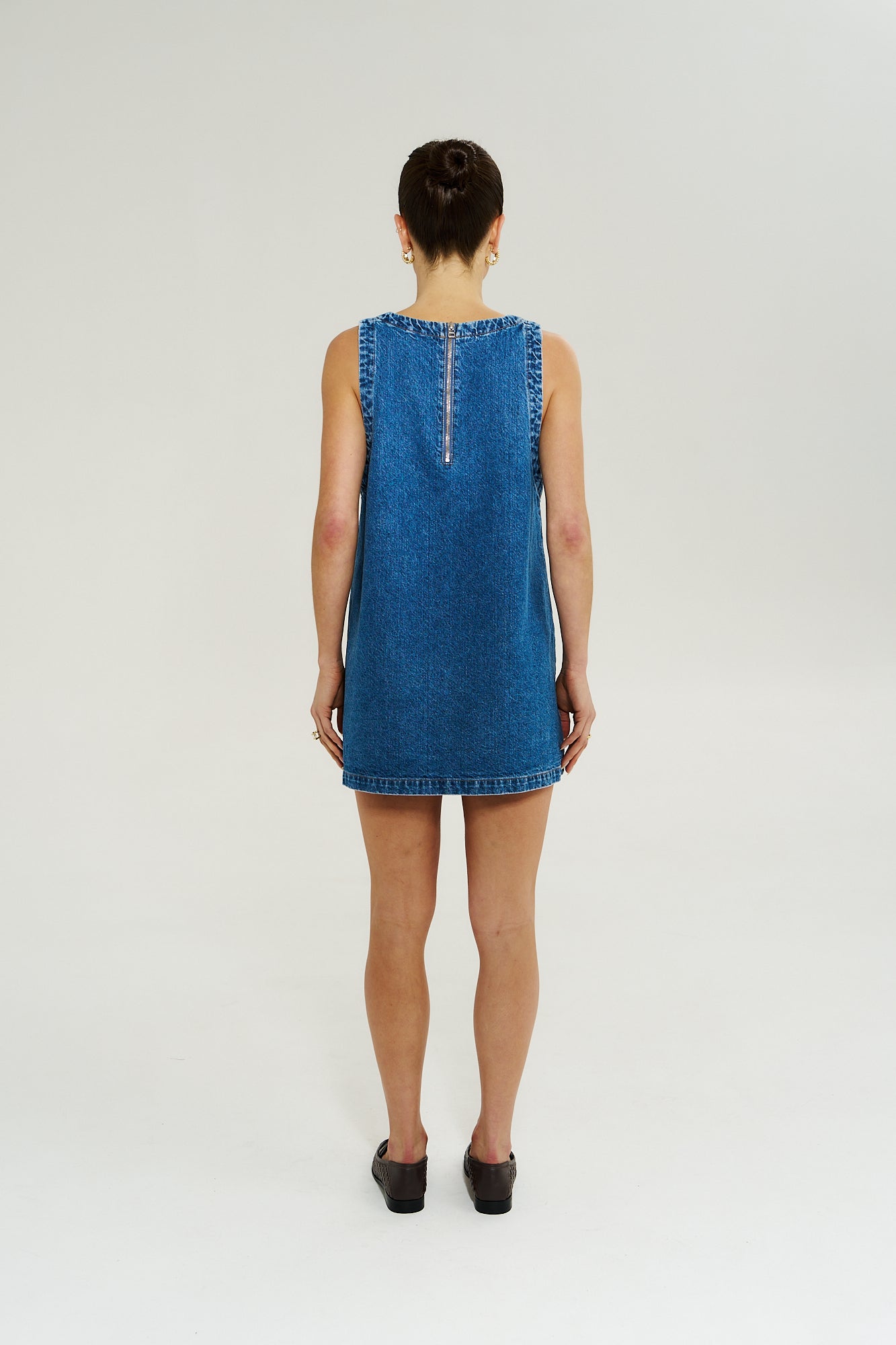 LACEY V NECK DRESS - BLEU DENIM