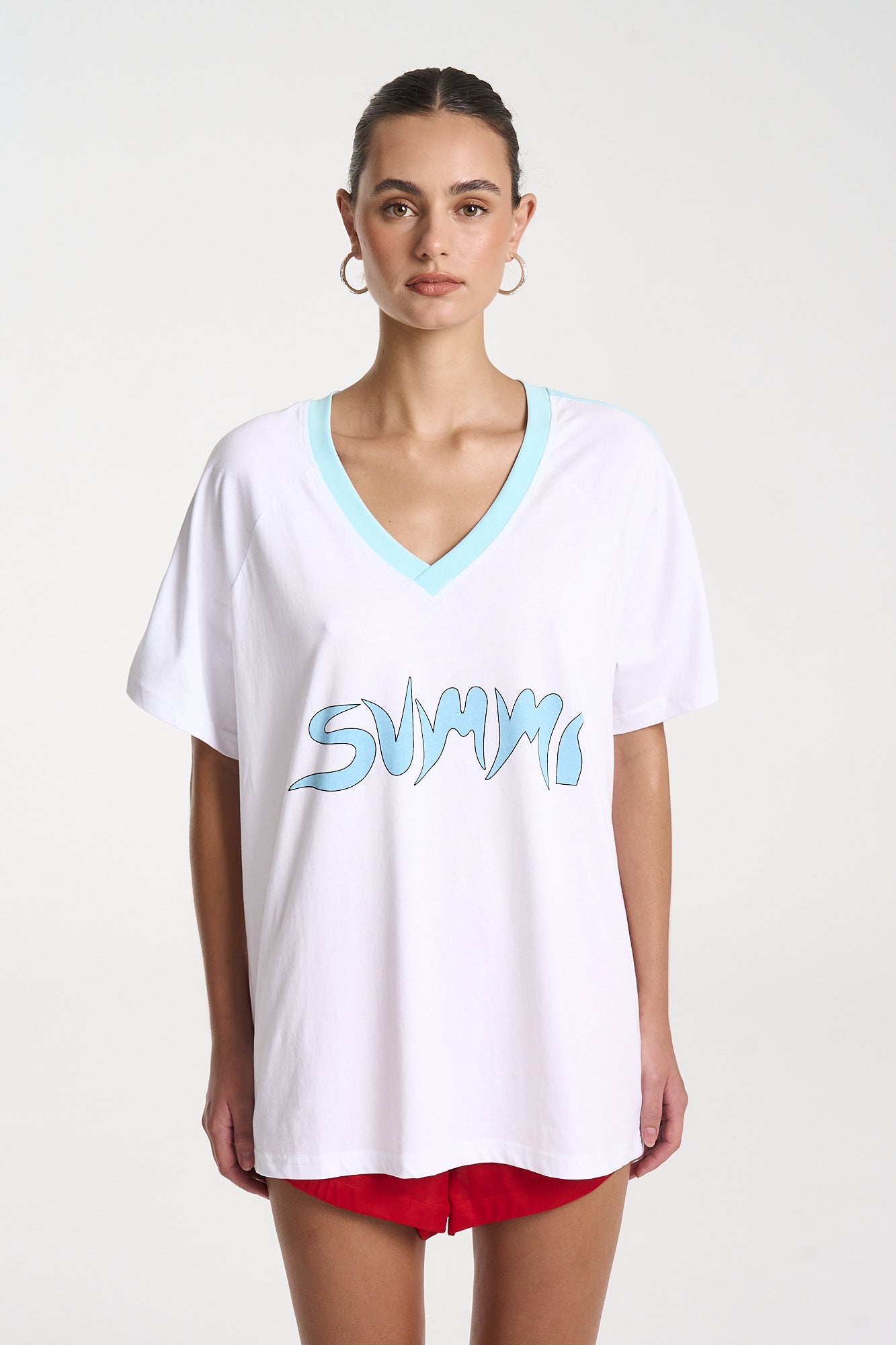 SUMMI TEE - WHITE/ AQUA