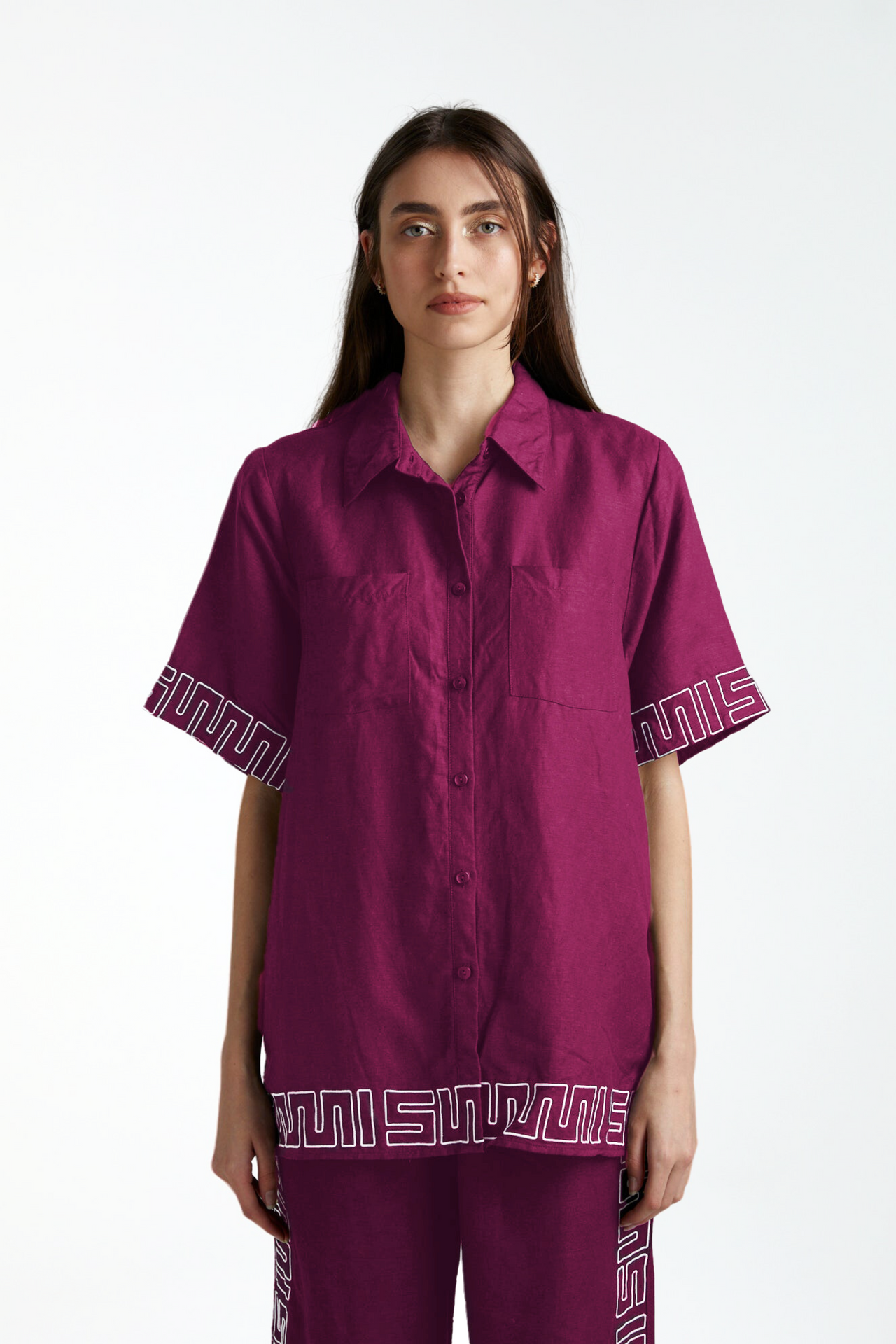 SIG LINEN SHIRT - PLUM