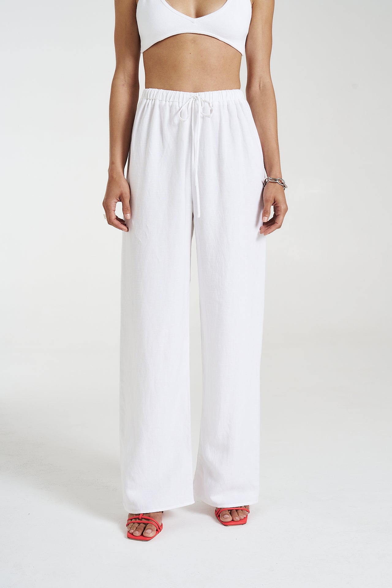 ELASTIC WAIST PANTS - ANGELIC WHITE