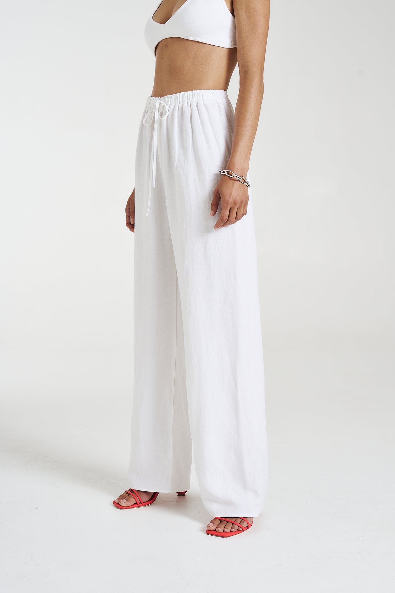 ELASTIC WAIST PANTS - ANGELIC WHITE