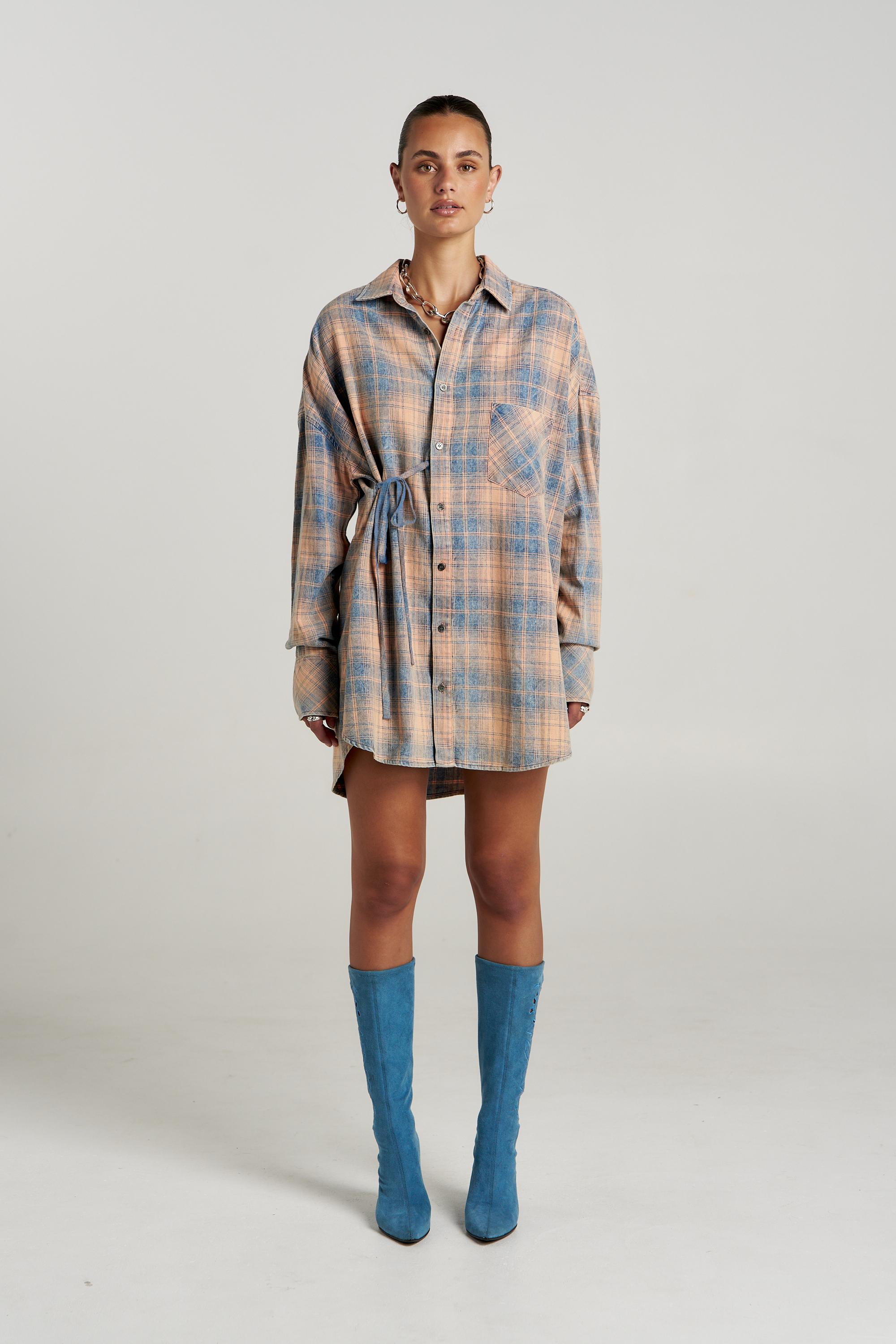 PIP SHIRT DRESS - APEROL CHECK