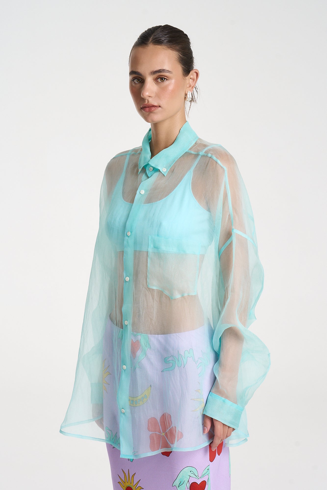MERCURIO SILK SHIRT - AQUA