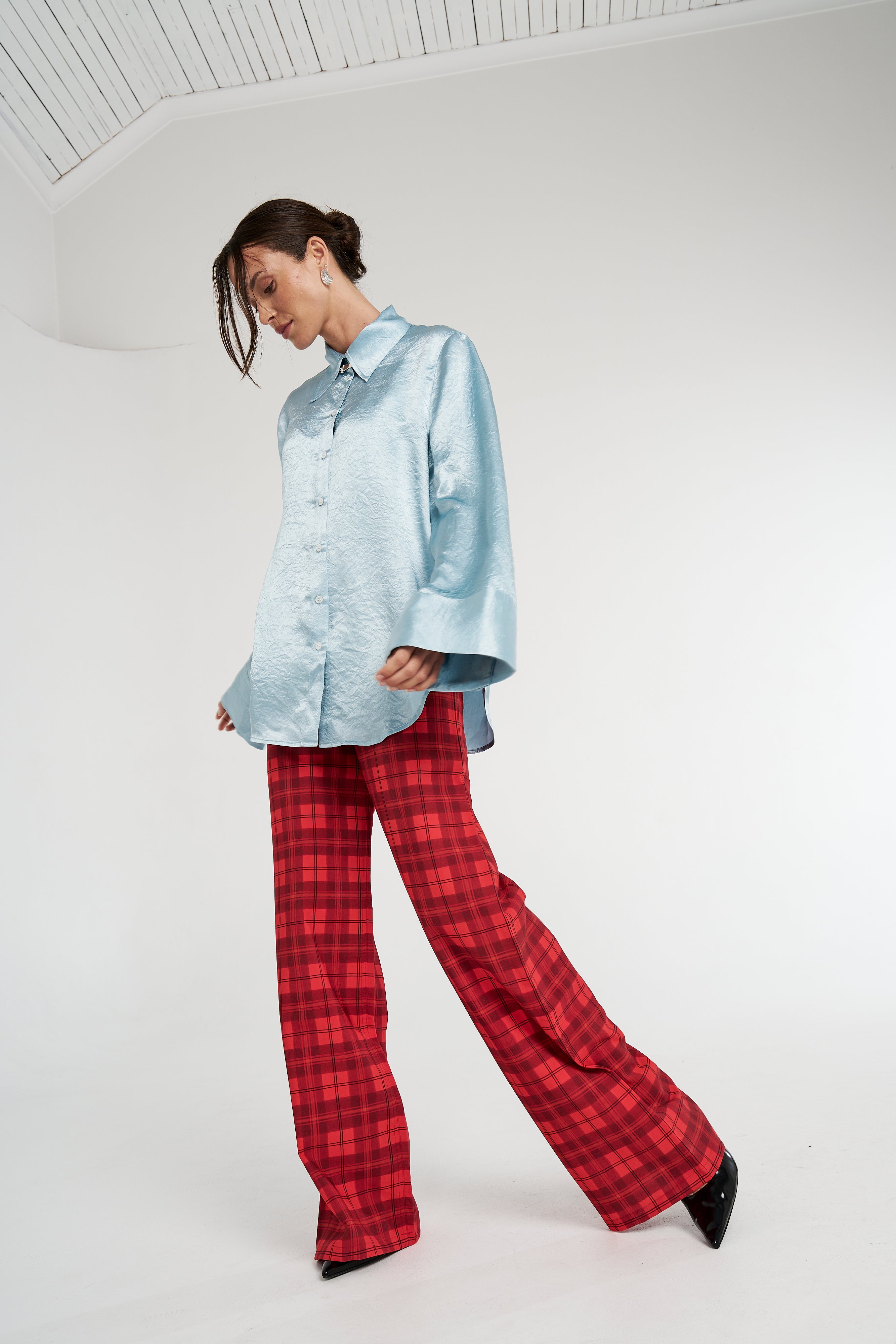 TIPPI HIGH WAISTED PANT - FIERY RED PLAID