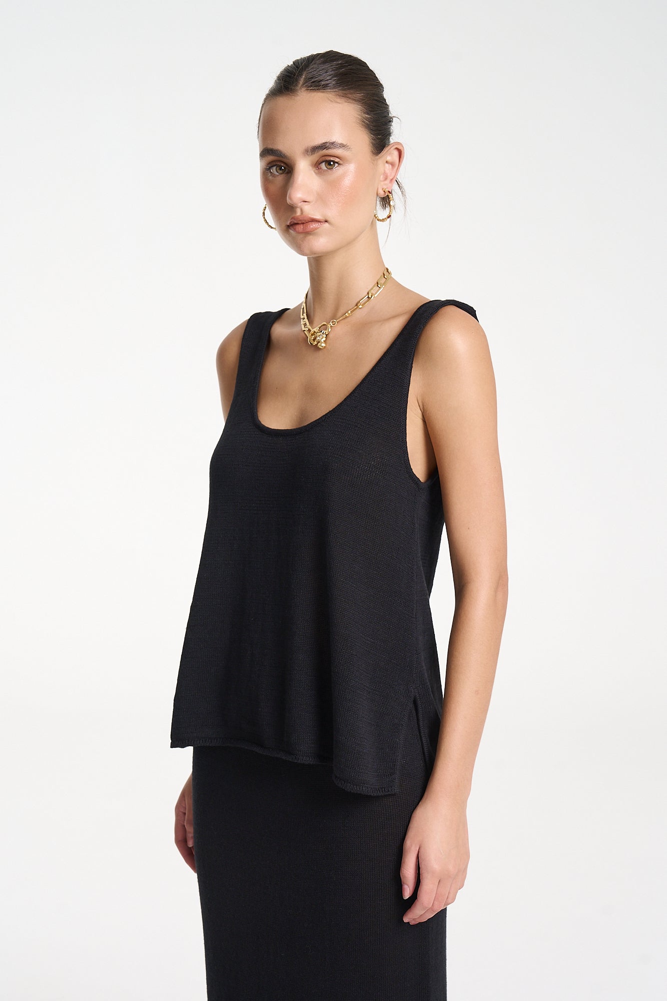 KNIT TANK - MIDNIGHT BLACK