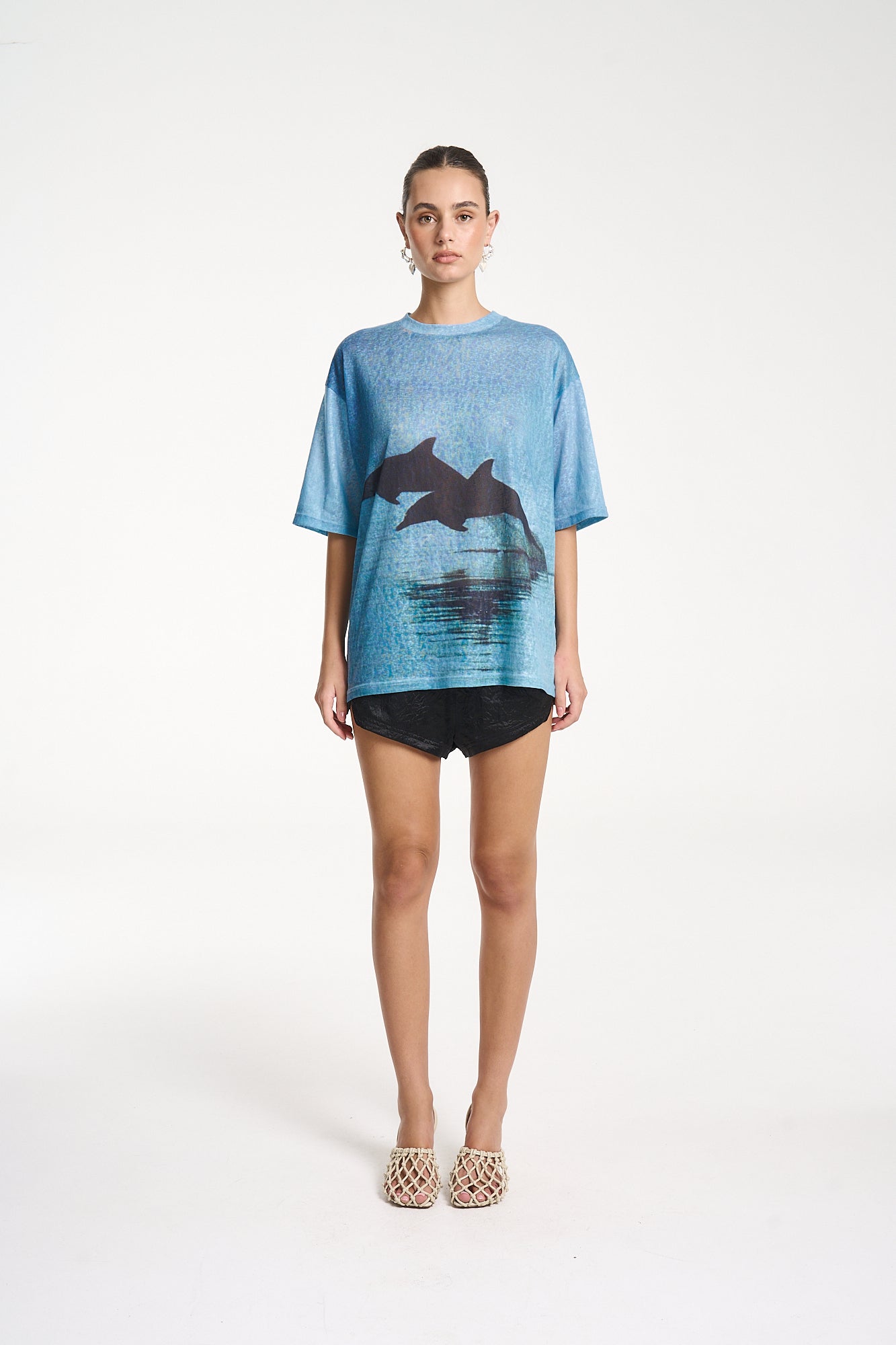 DOUBLE DOLPHIN TEE - BLUE