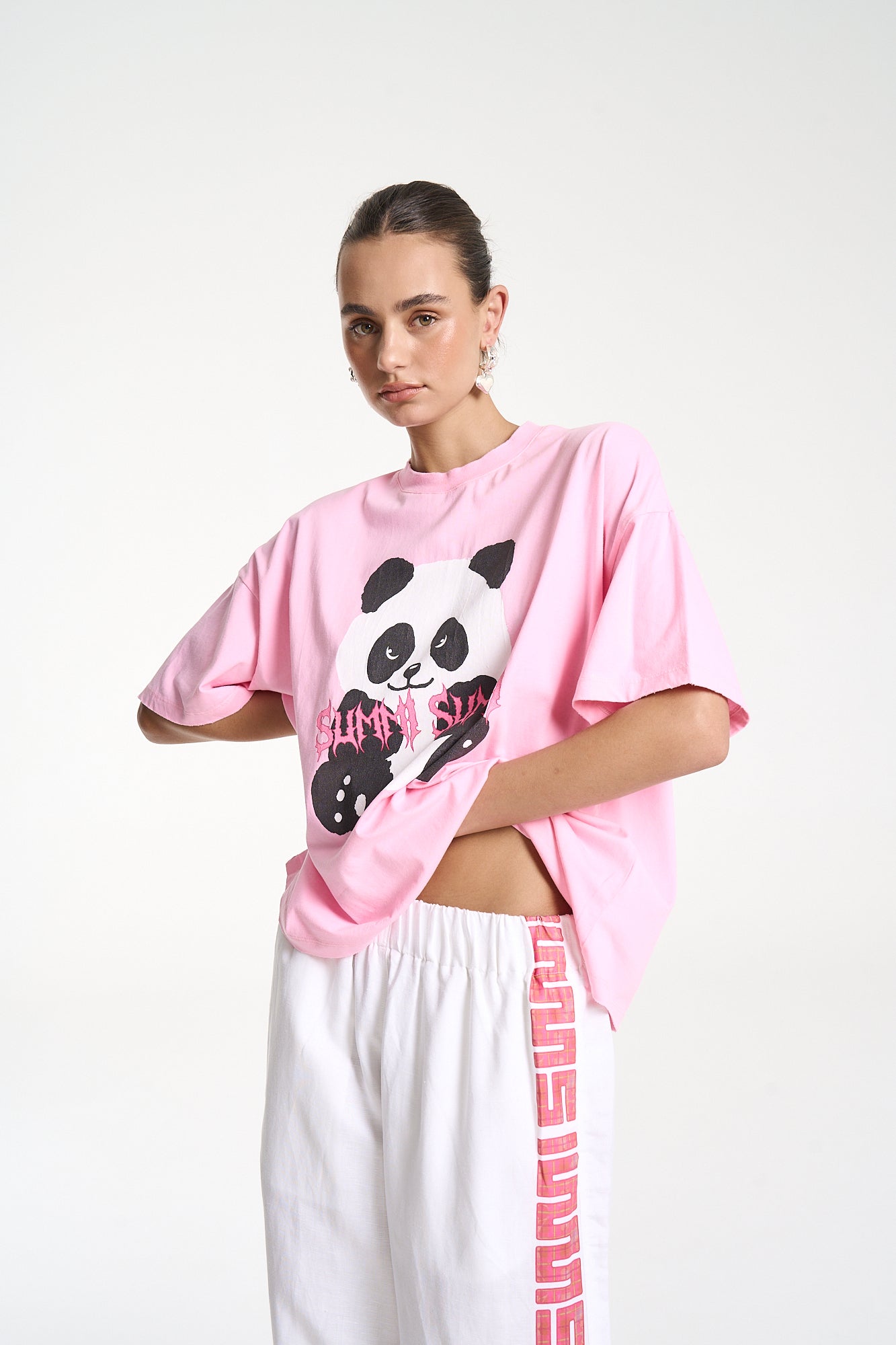 BAND TEE - PINK PANDA