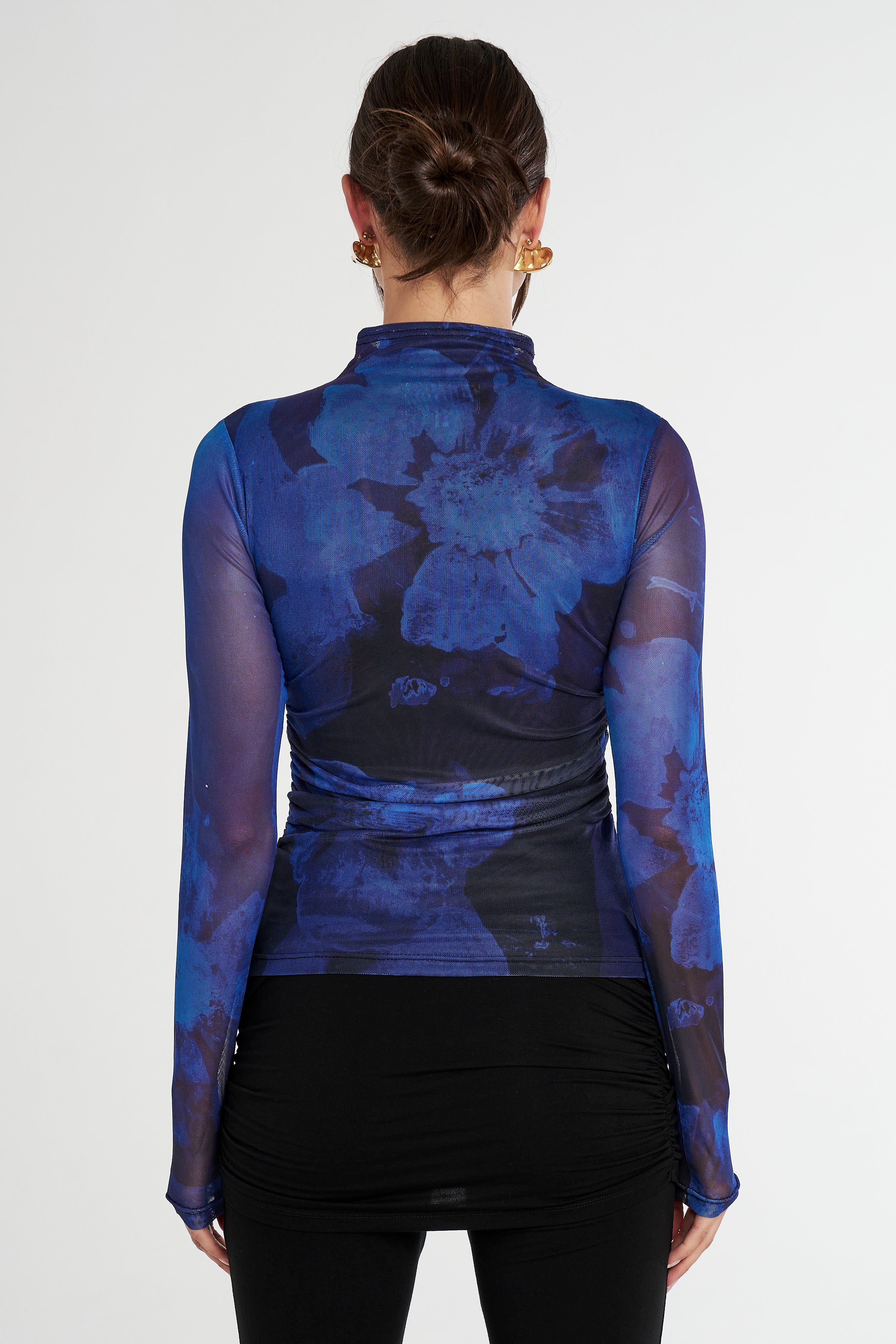 LS RUCHED HIGH NECK TOP - DARK LUMEN