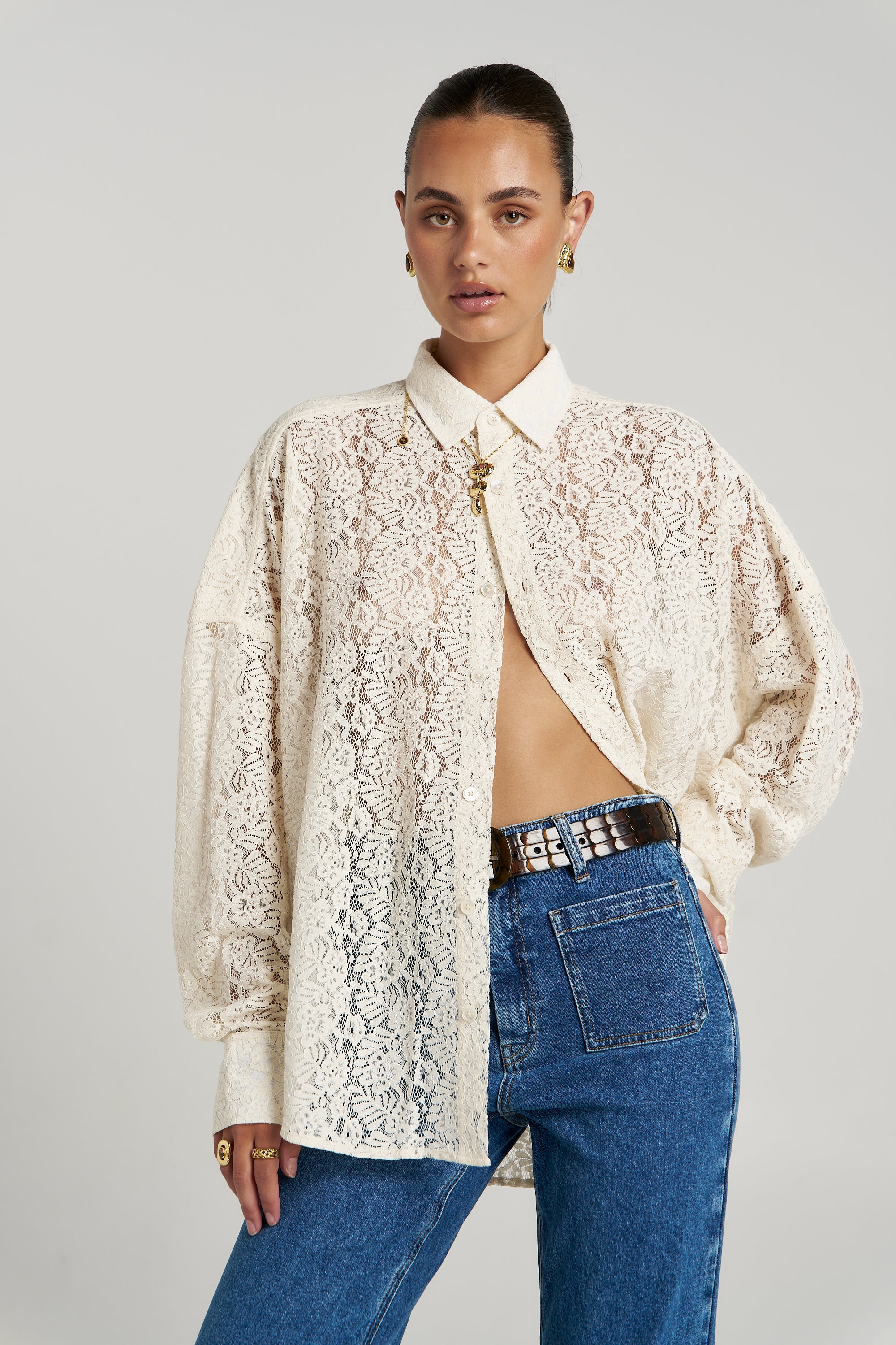 FLEUR LS SHIRT - ECRU