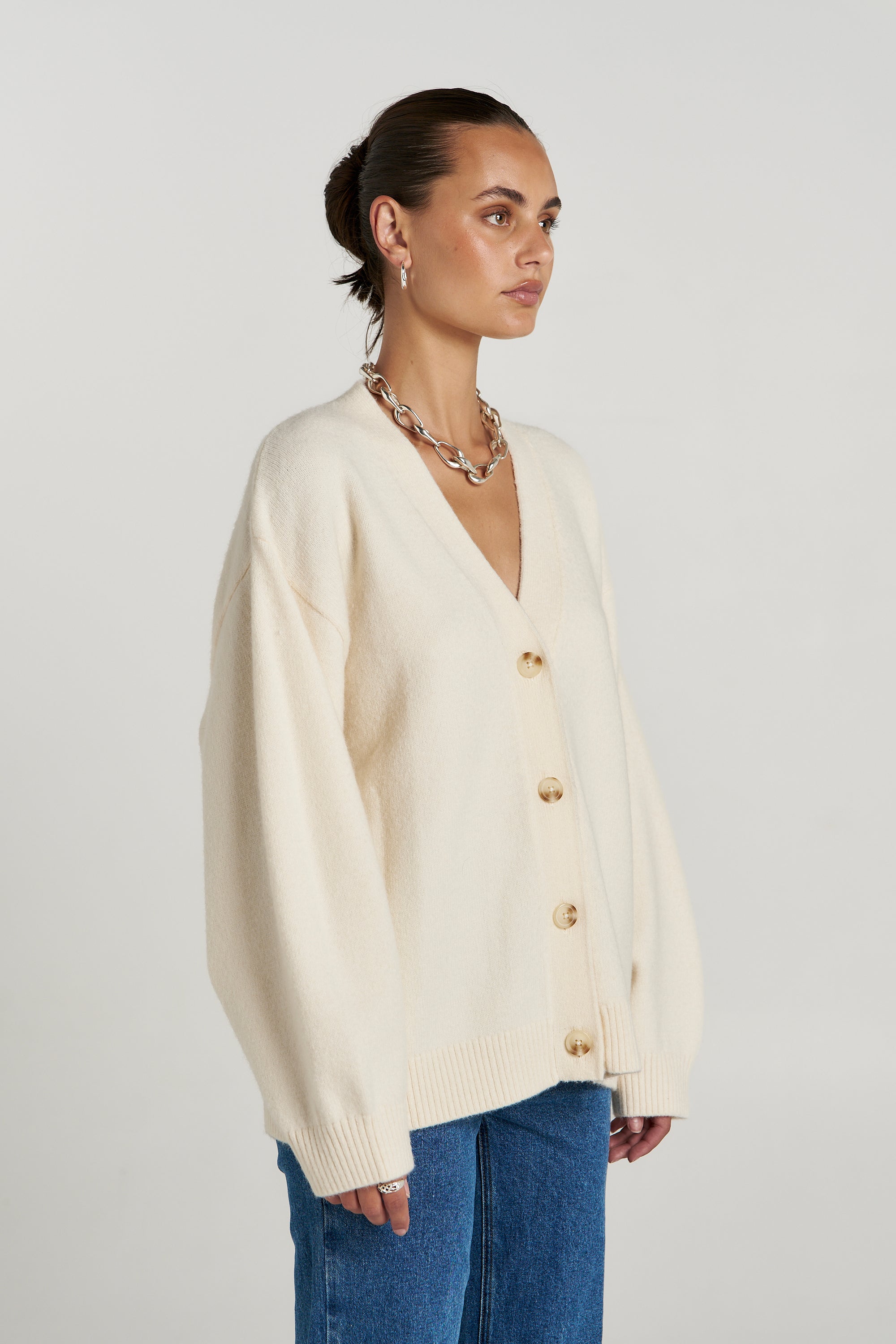 SLOUCHY CARDIGAN - VANILLA