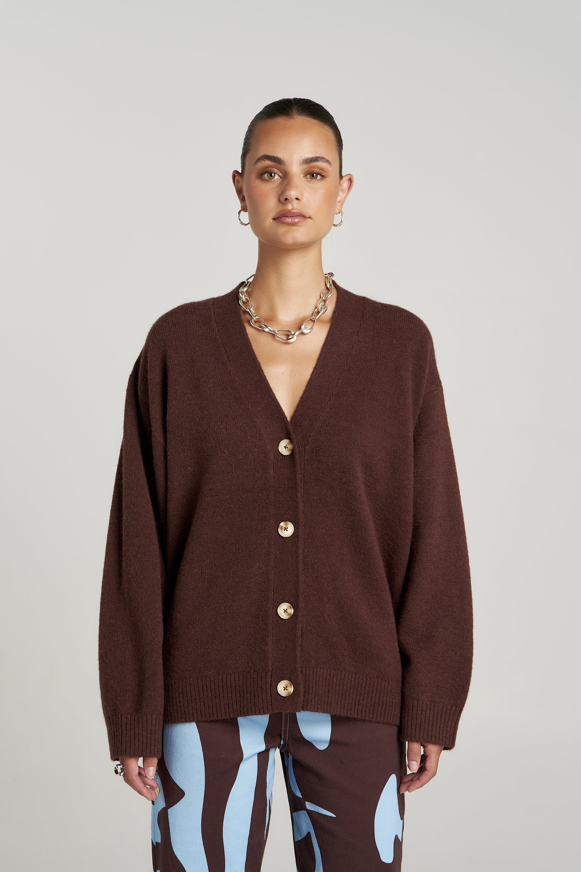 SLOUCHY CARDIGAN - ESPRESSO