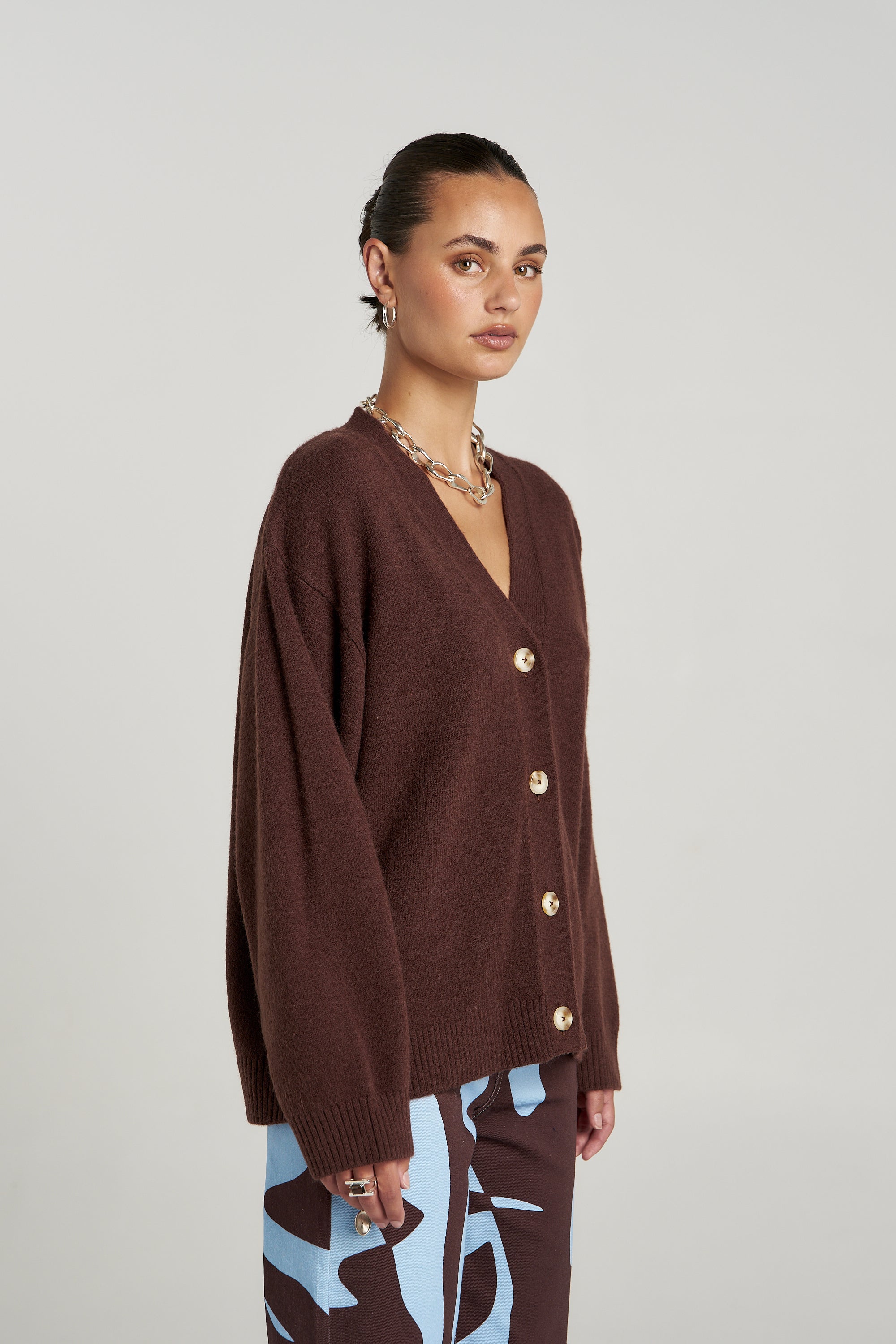 SLOUCHY CARDIGAN - ESPRESSO