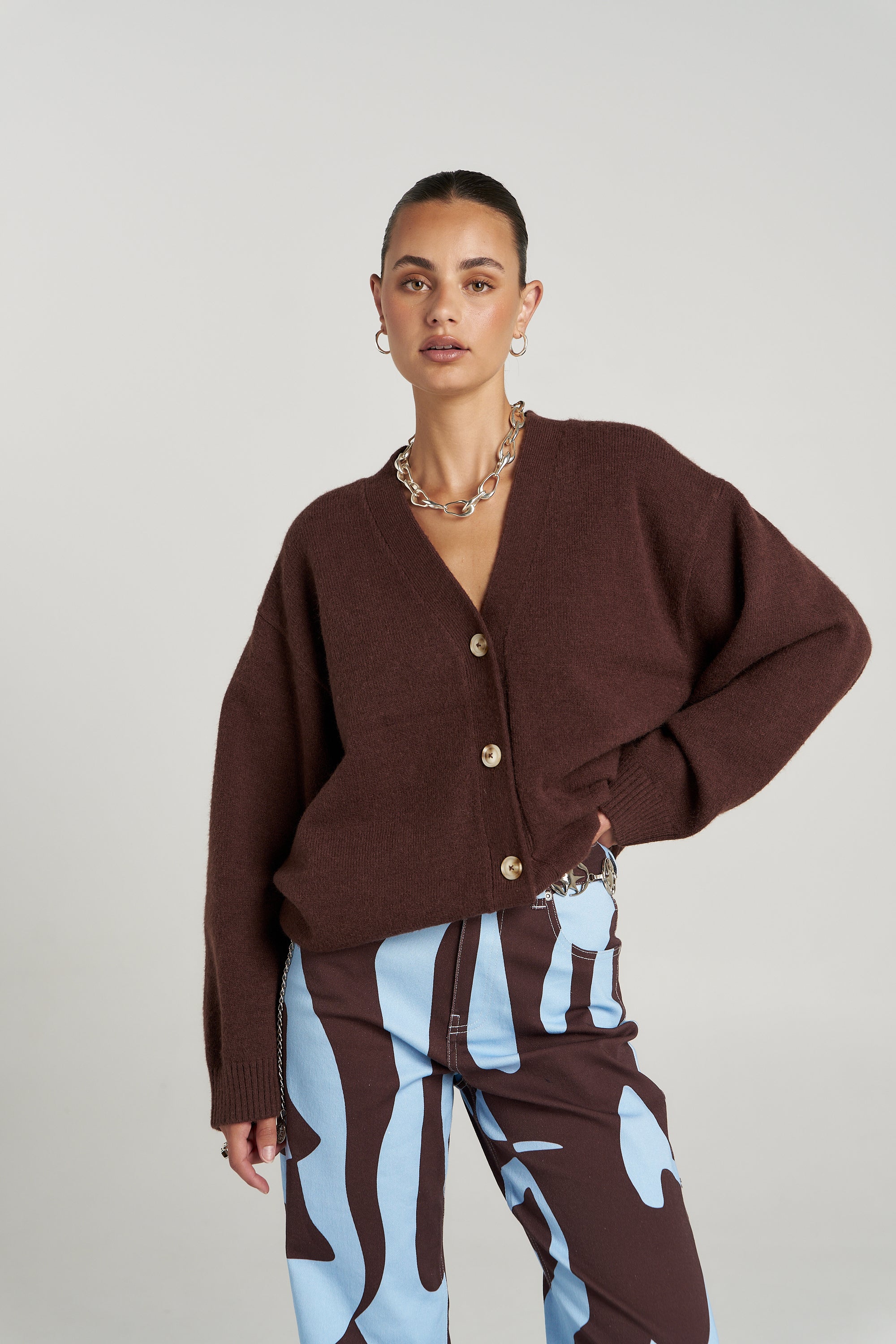 SLOUCHY CARDIGAN - ESPRESSO