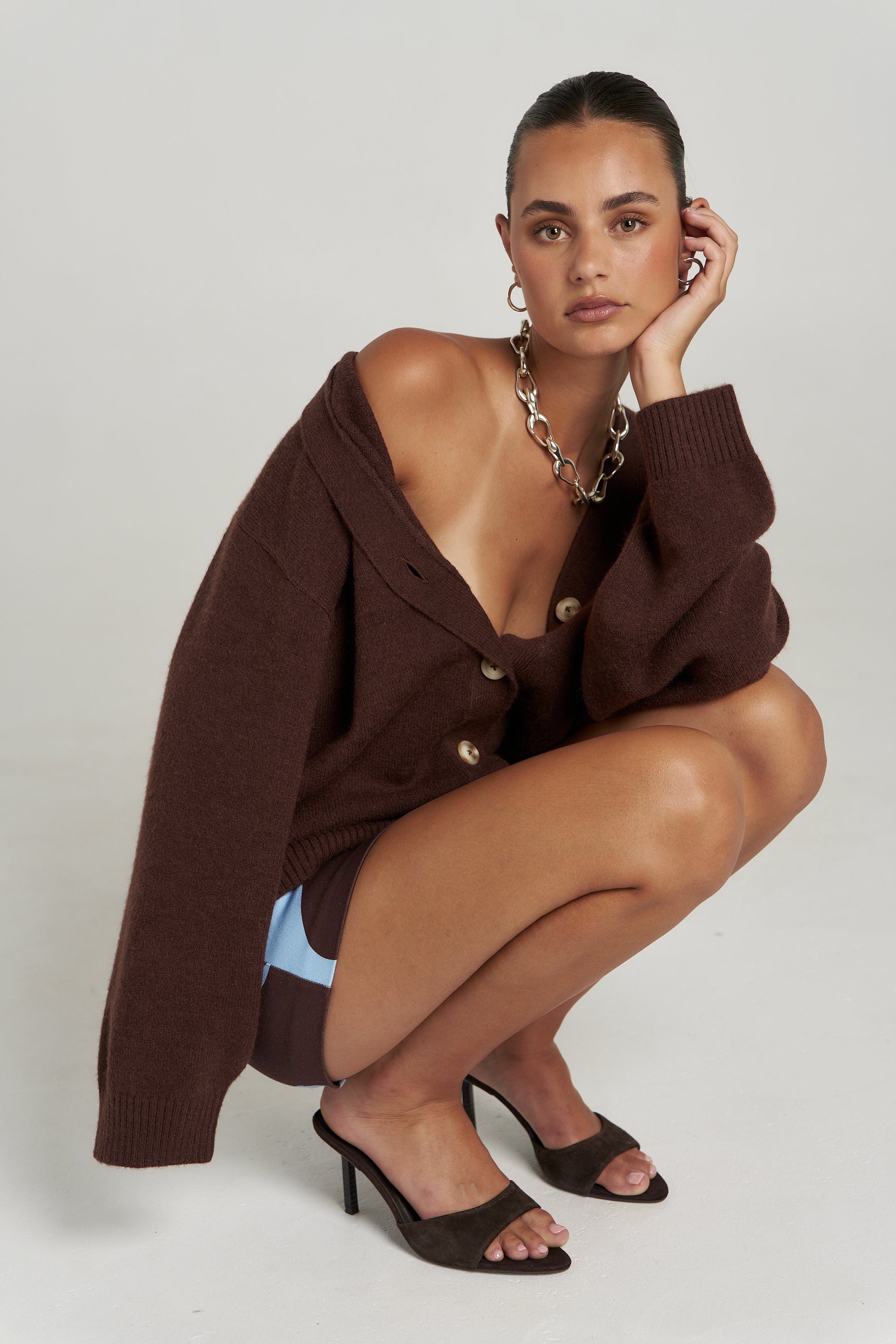 SLOUCHY CARDIGAN - ESPRESSO