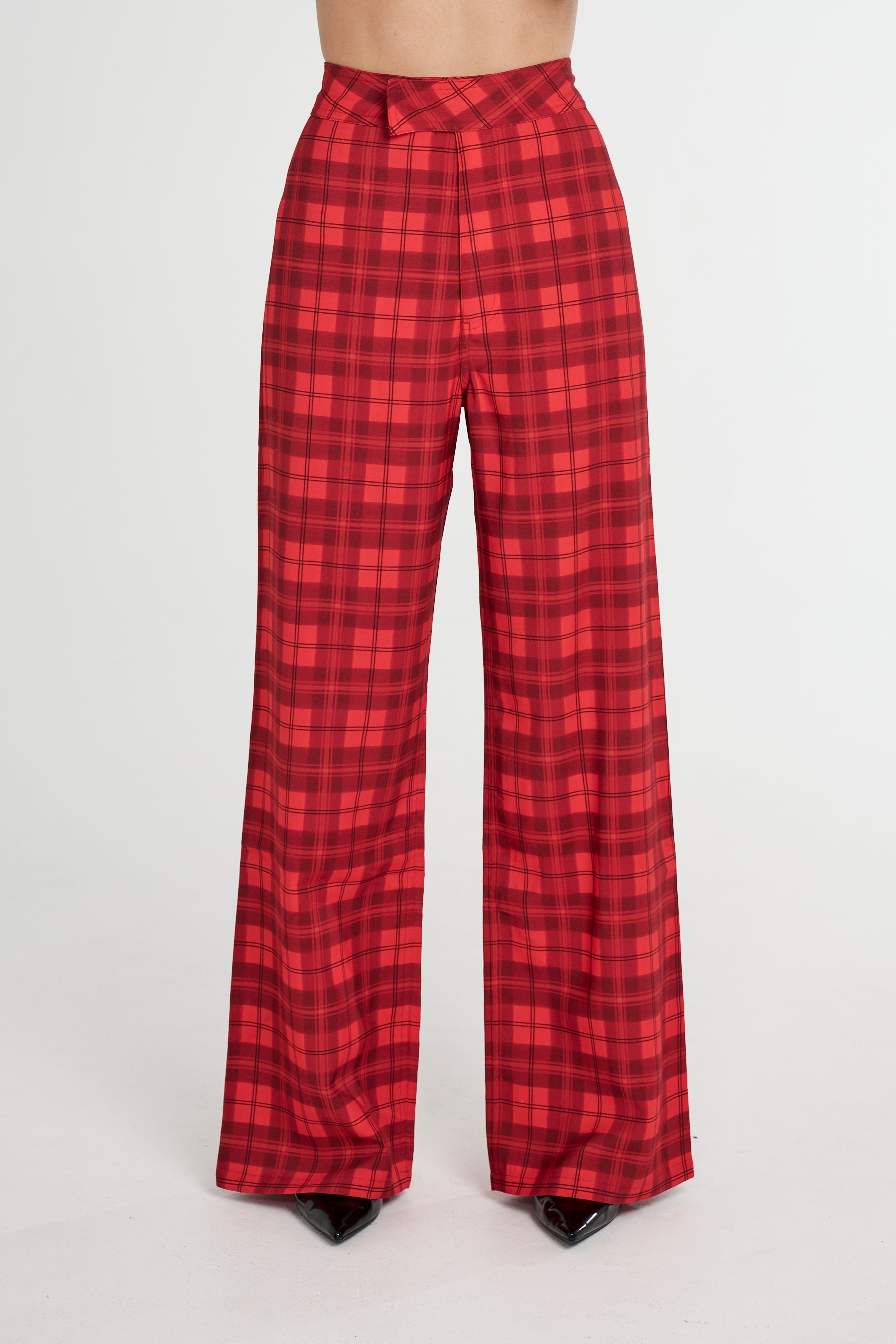 TIPPI HIGH WAISTED PANT - FIERY RED PLAID