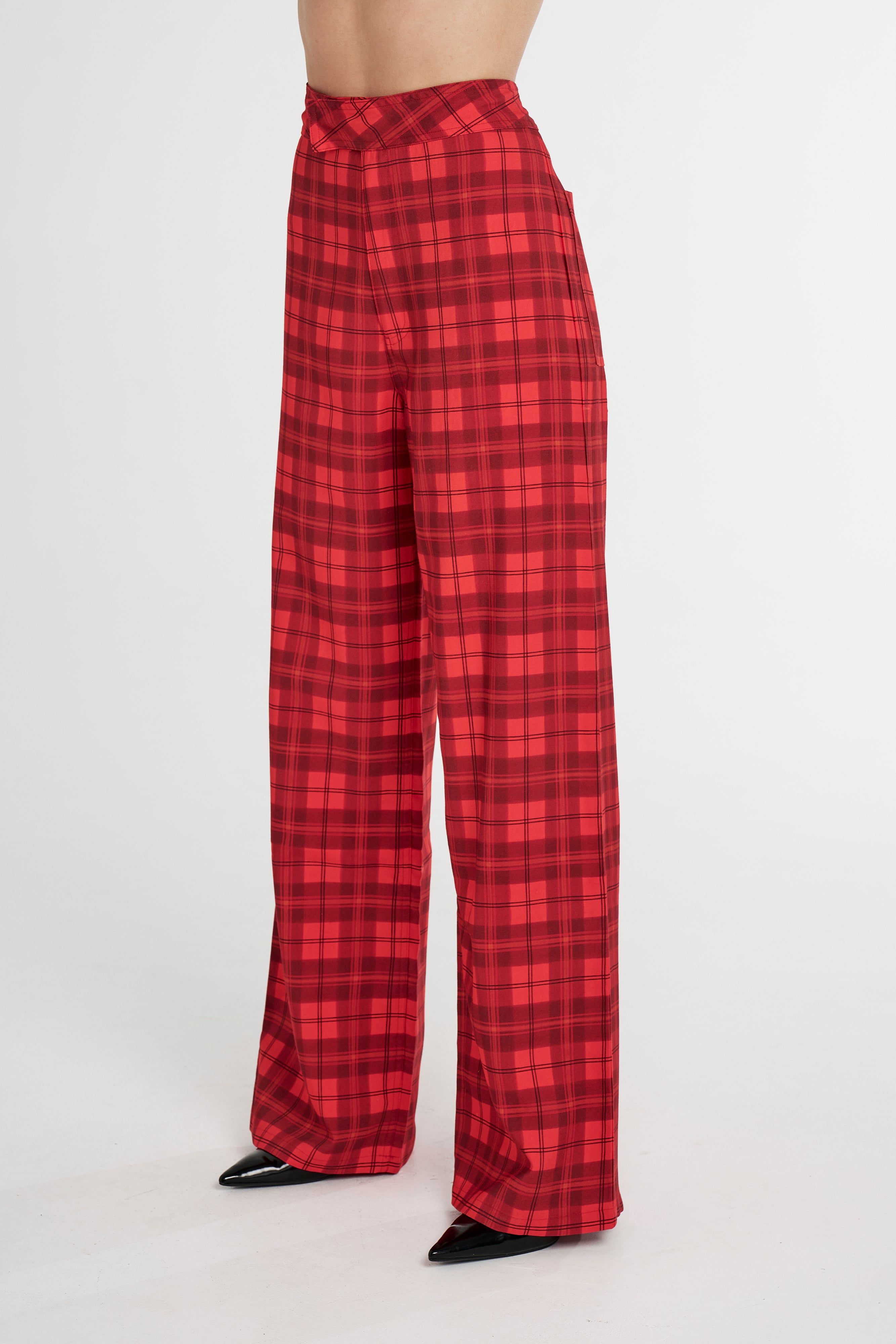 TIPPI HIGH WAISTED PANT - FIERY RED PLAID