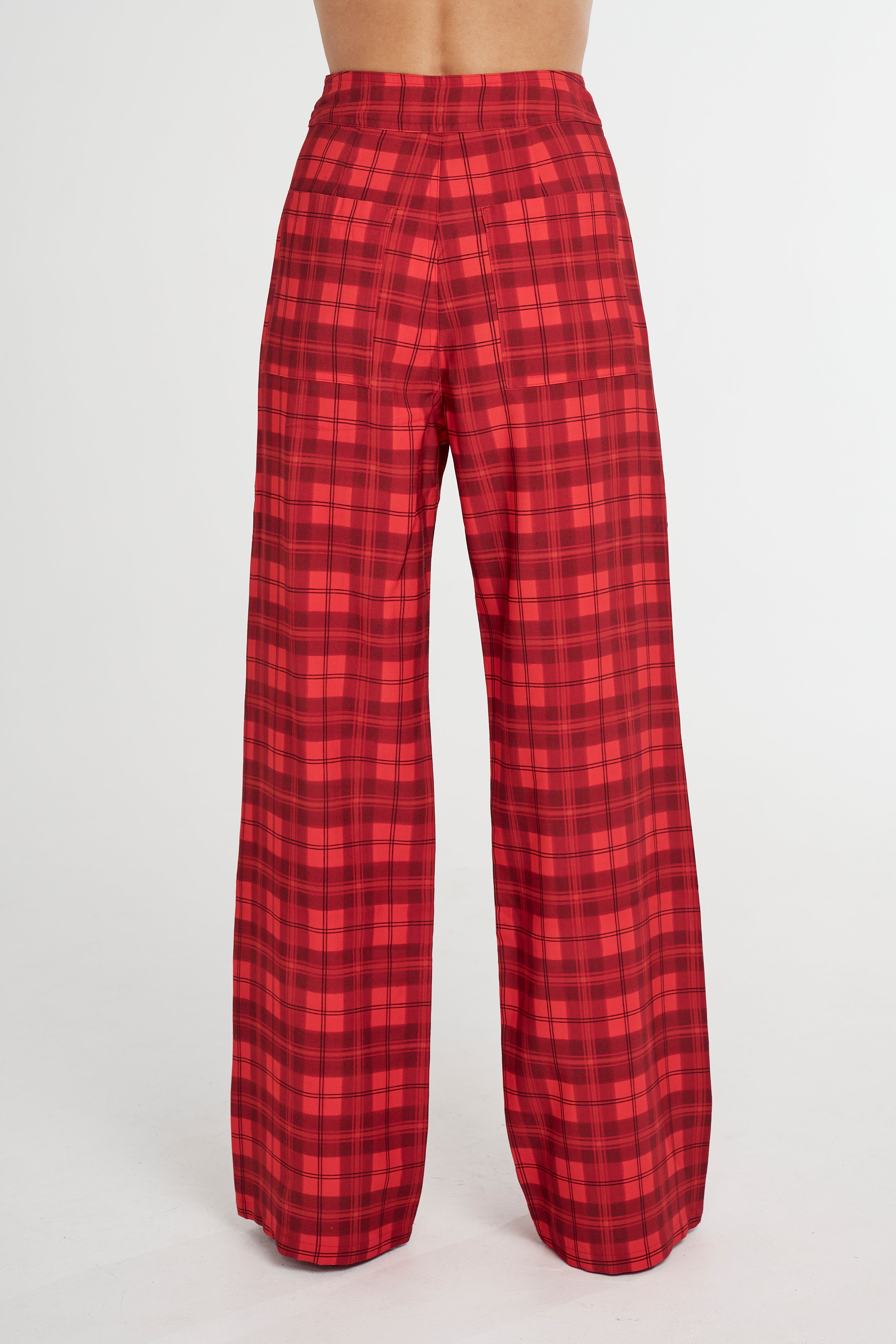 TIPPI HIGH WAISTED PANT - FIERY RED PLAID