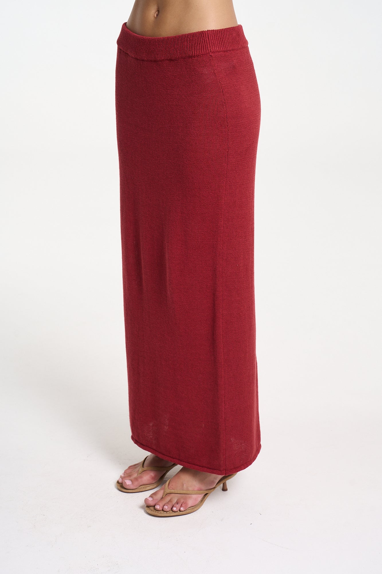 KNIT MAXI SKIRT -  CARMINE RED