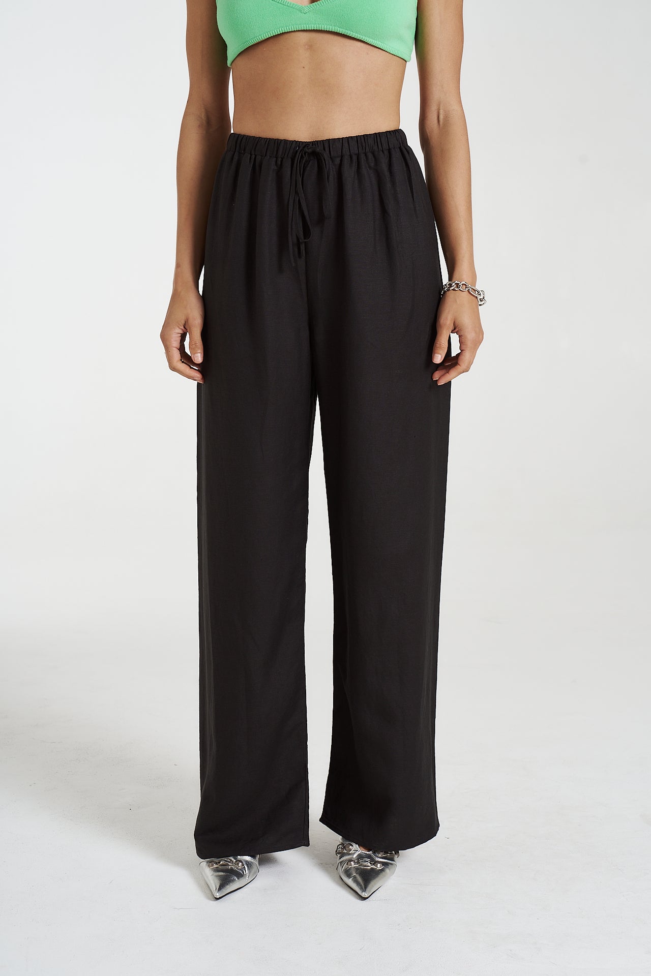 ELASTIC WAIST PANTS - MIDNIGHT BLACK