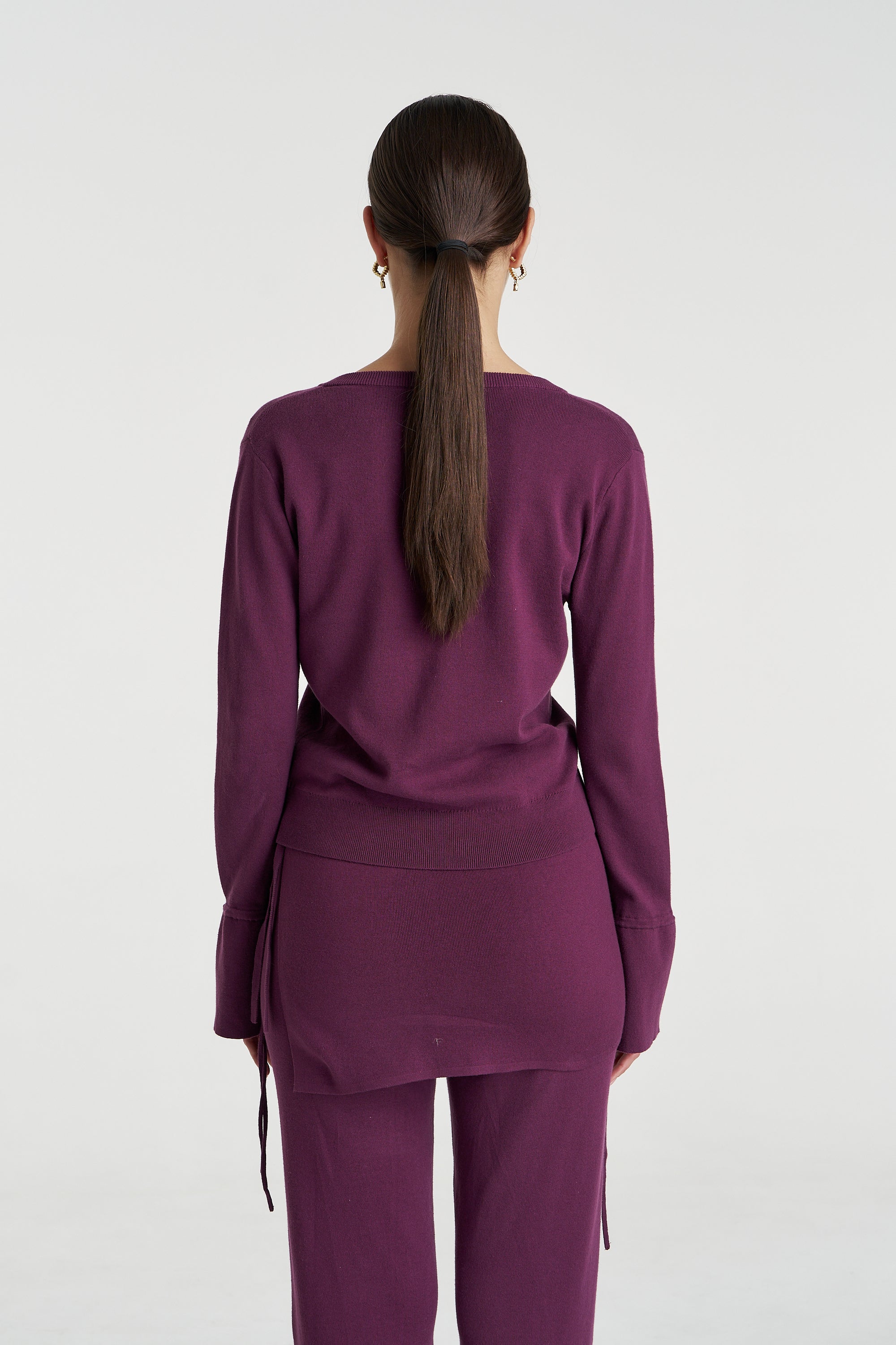 BUTTON THRU KNIT - MULBERRY