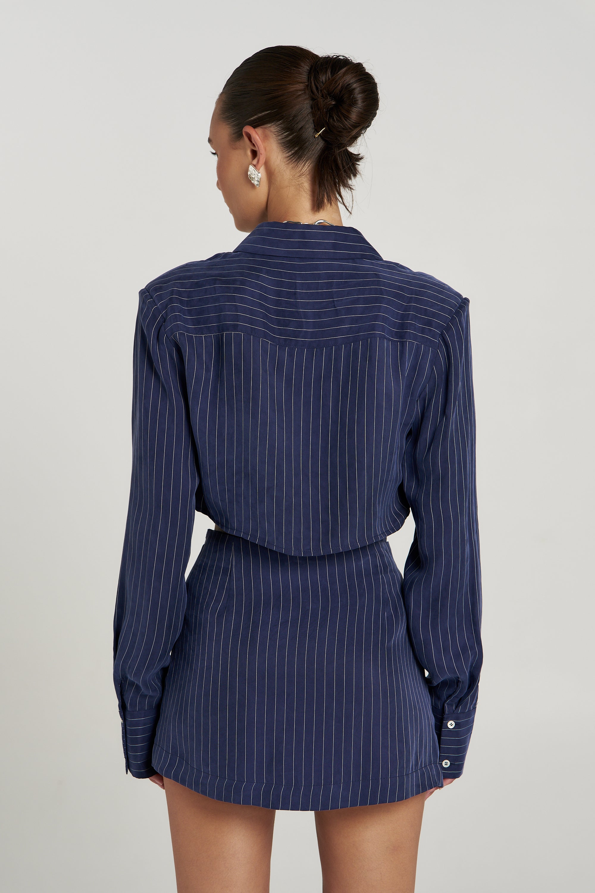 ASYM SKORT - NAVY PINSTRIPE