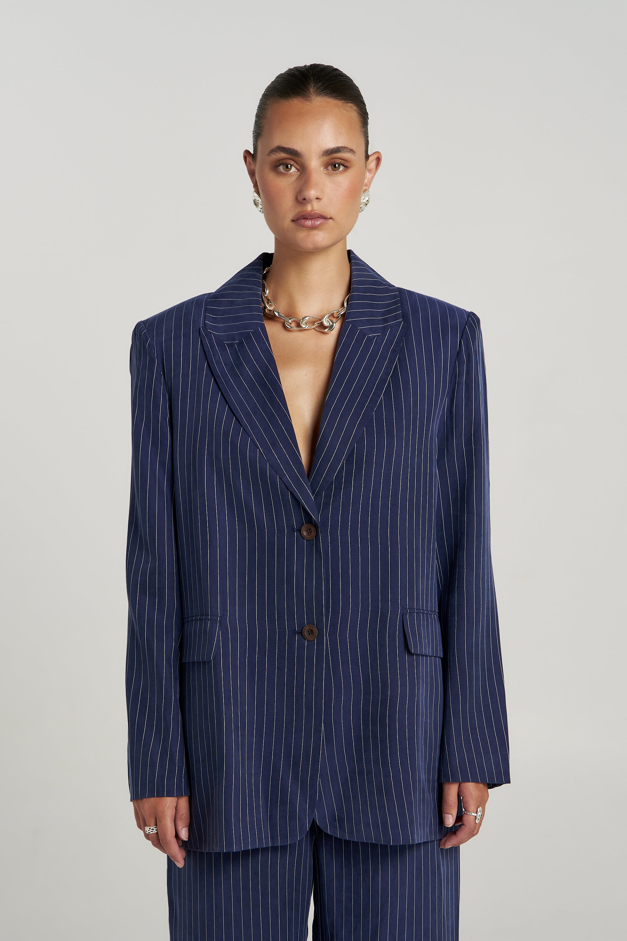 OS BLAZER - NAVY PINSTRIPE