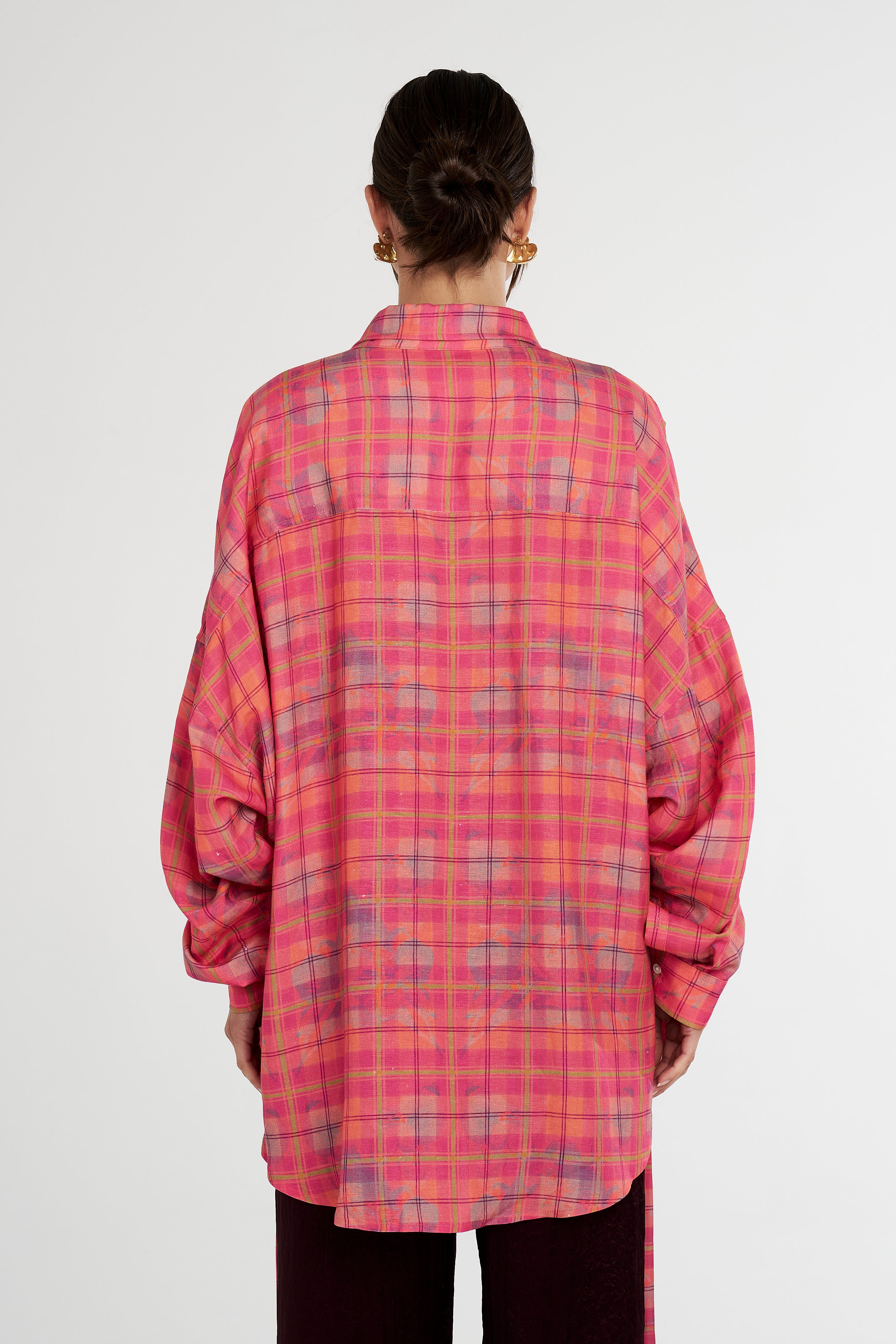 LS OVERSIZED SHIRT - NEON PLAID