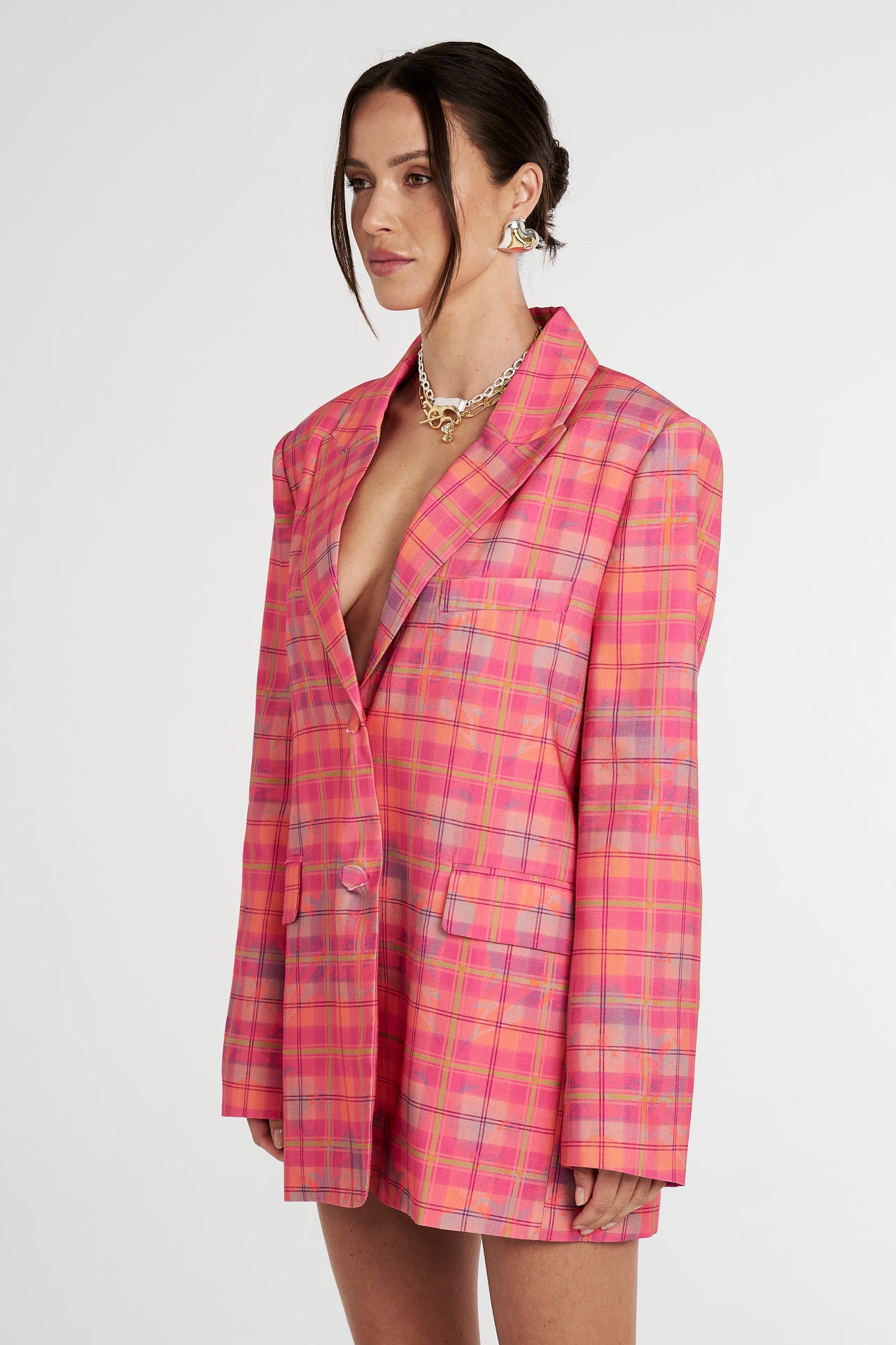 OVERSIZED BLAZER - NEON PLAID