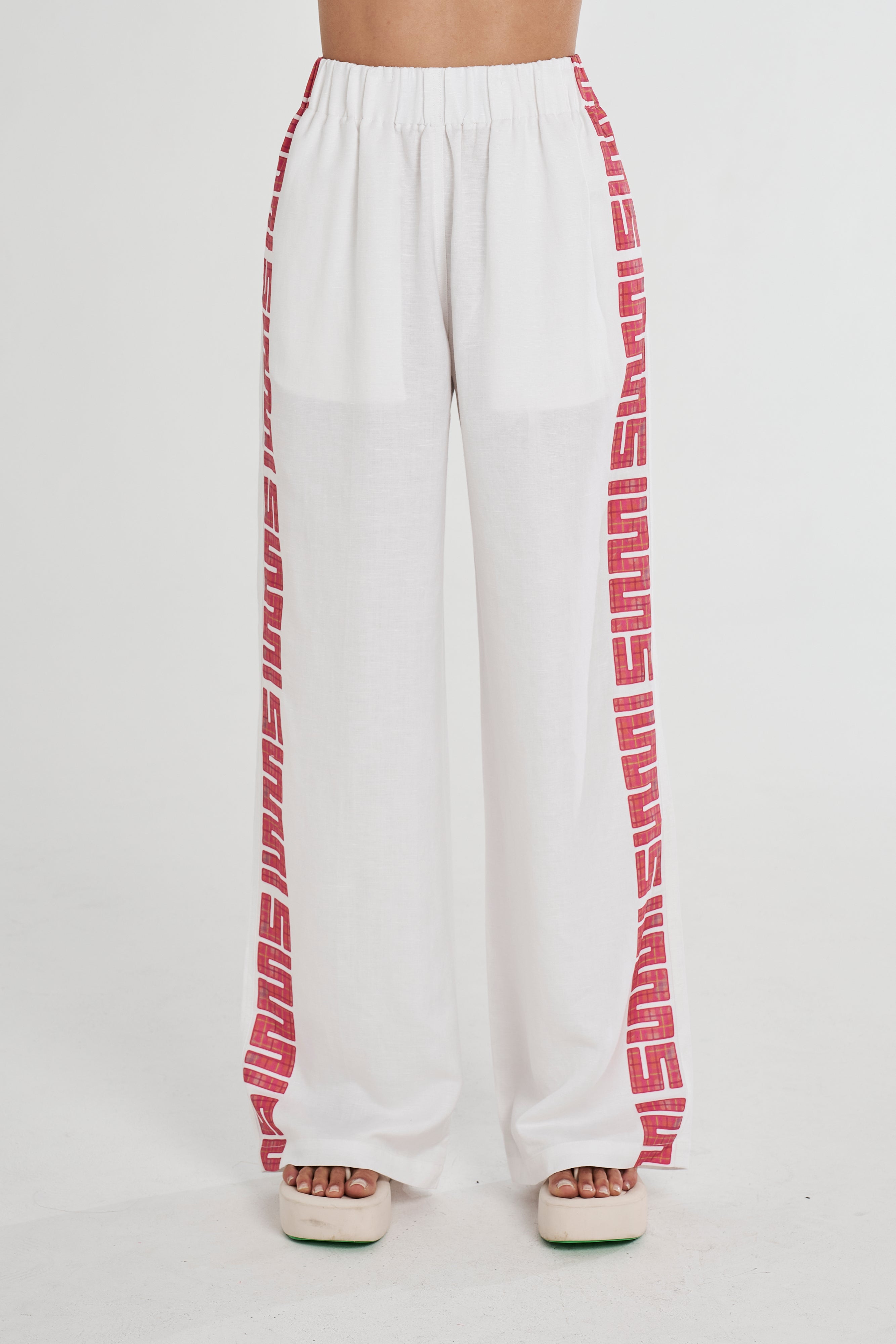 SIG LINEN PANTS - NEON PLAID