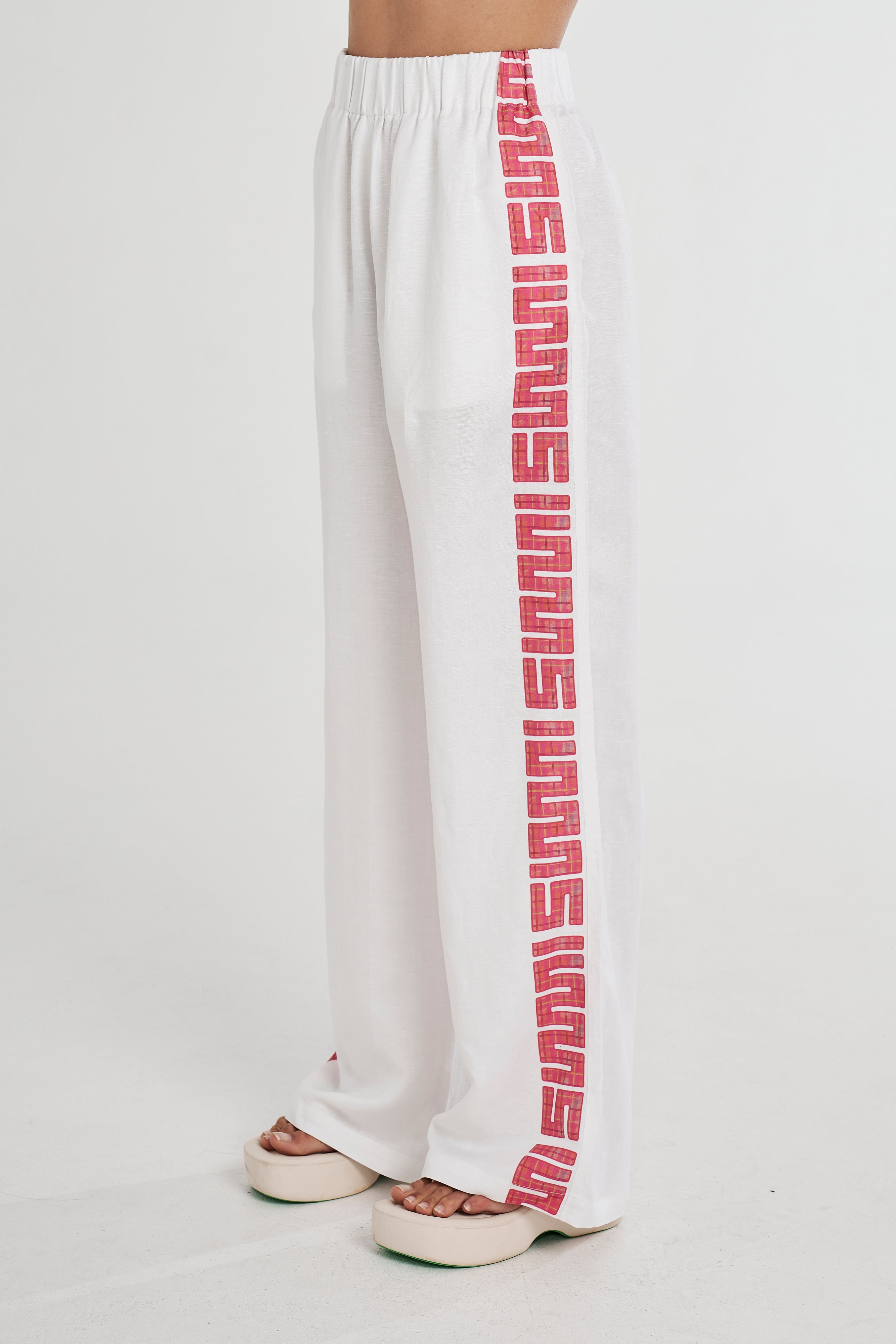SIG LINEN PANTS - NEON PLAID