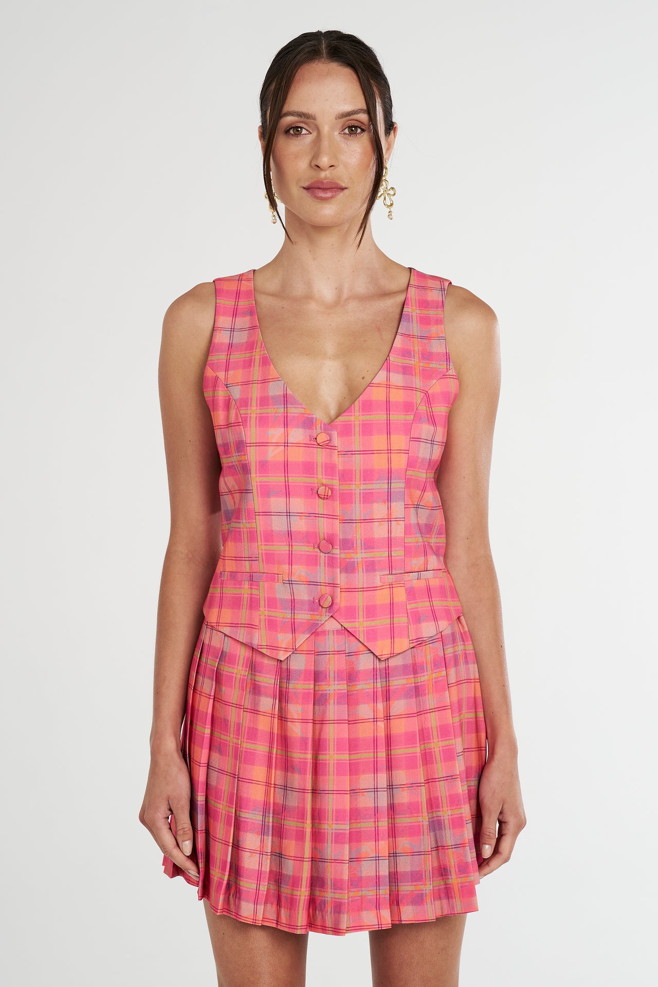THE VEST - NEON PLAID