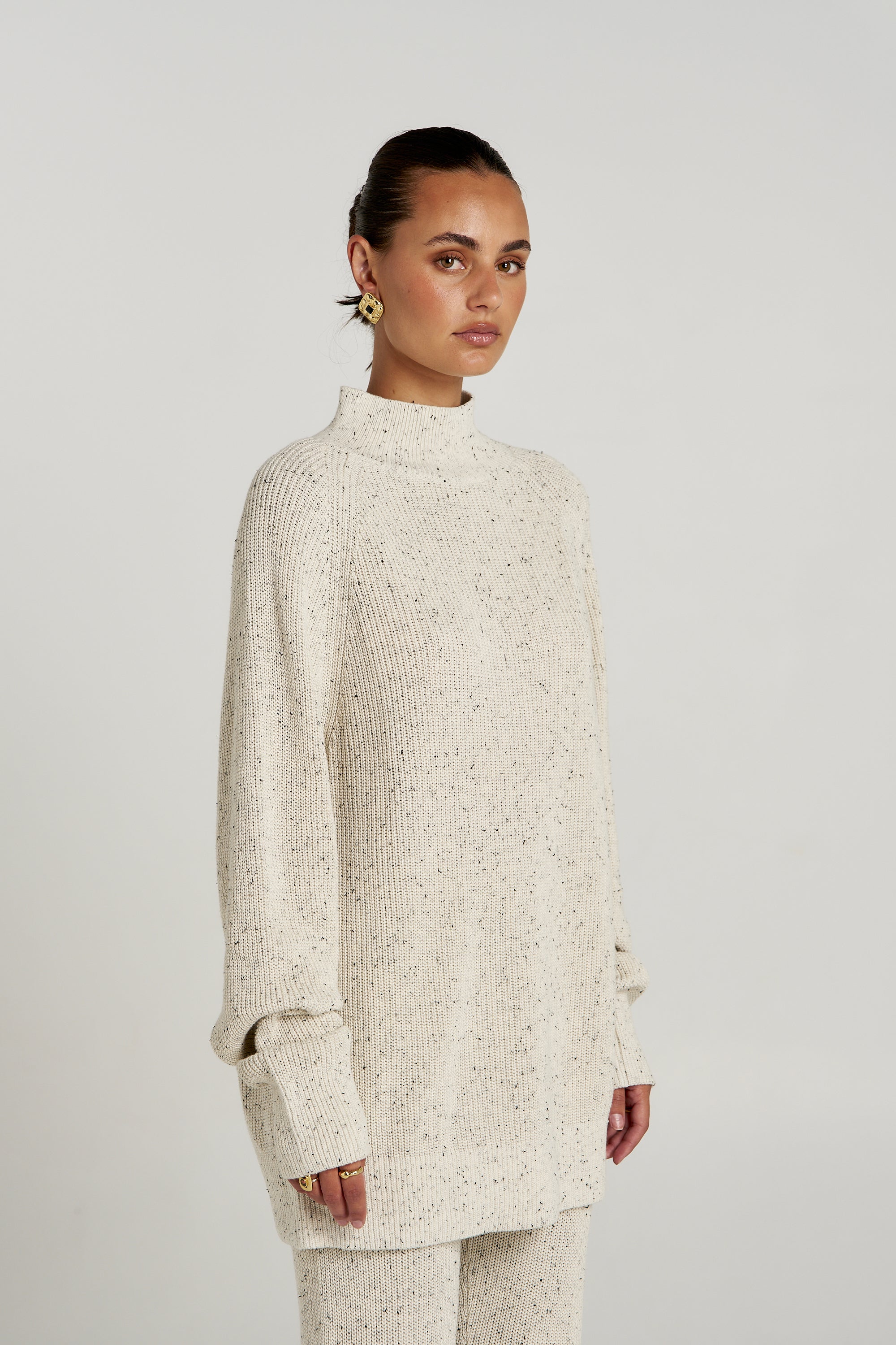 LONGLINE KNIT - OATMEAL MARLE