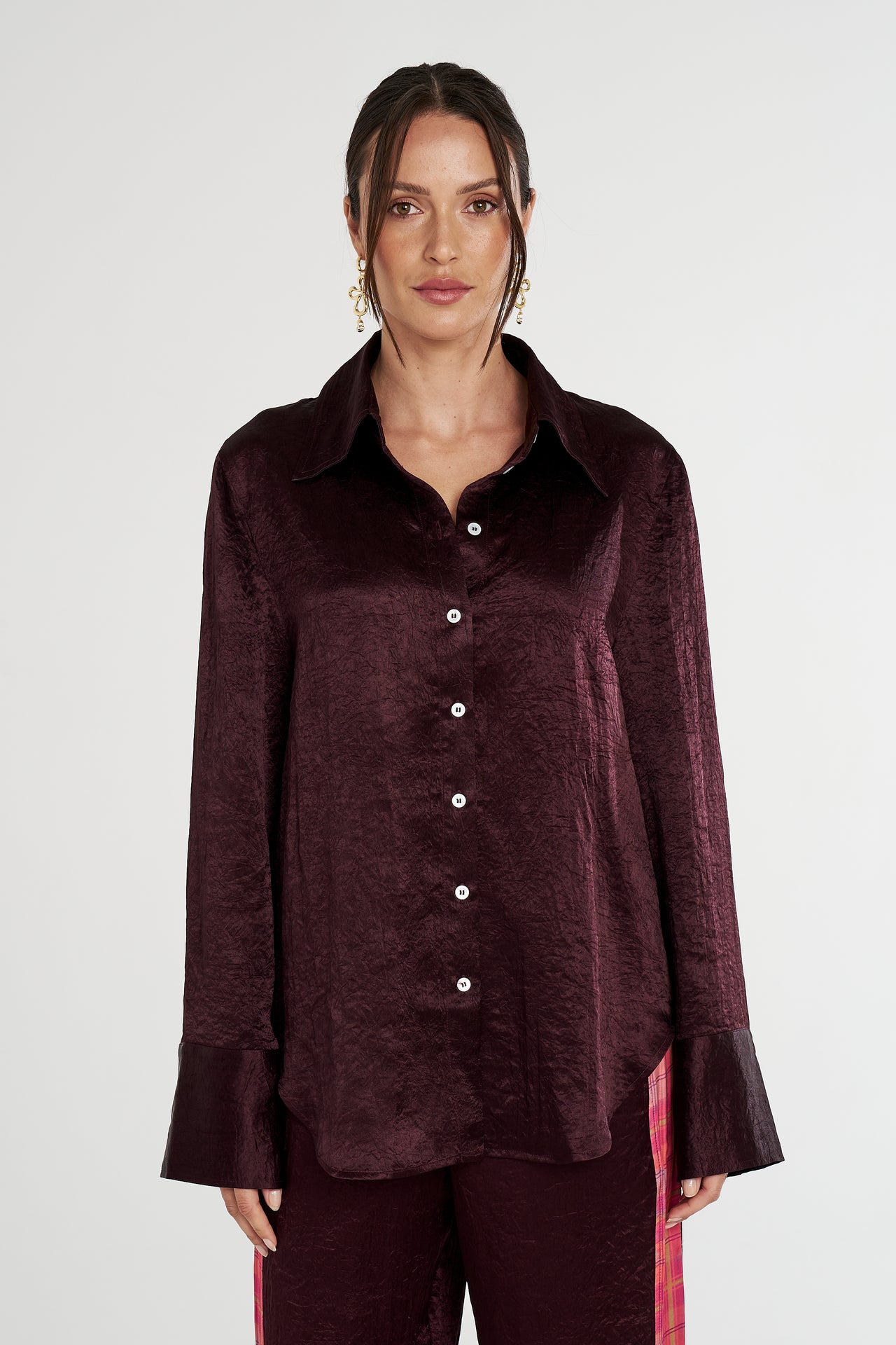 CUFF SHIRT - PLUM