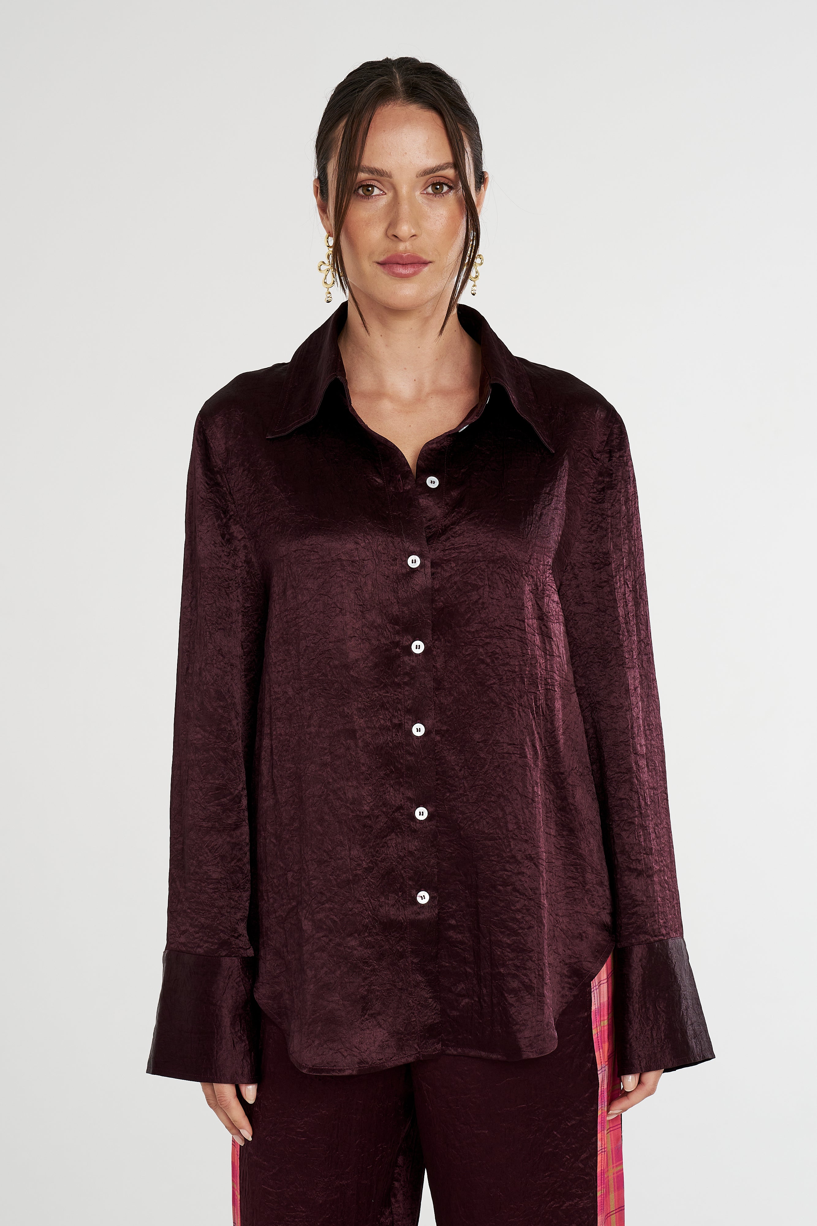 CUFF SHIRT - PLUM