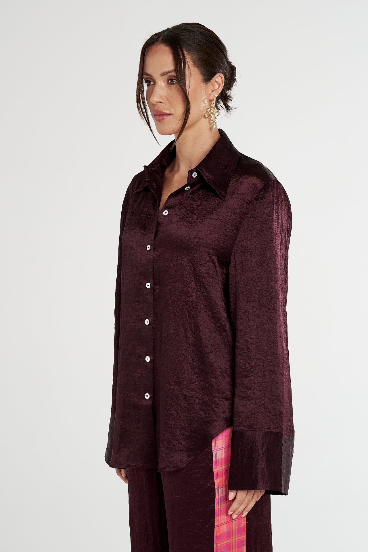 CUFF SHIRT - PLUM