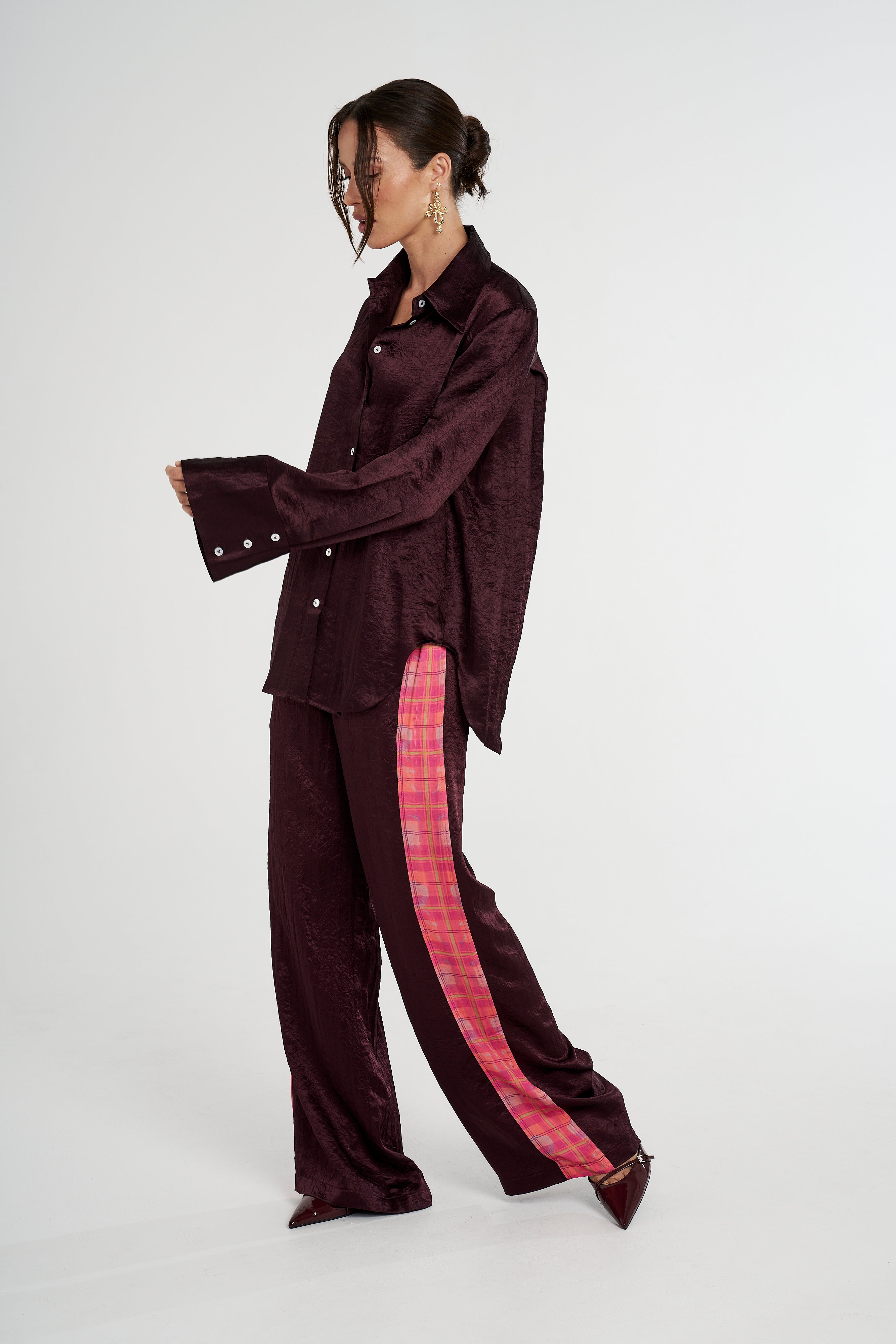 CUFF SHIRT - PLUM