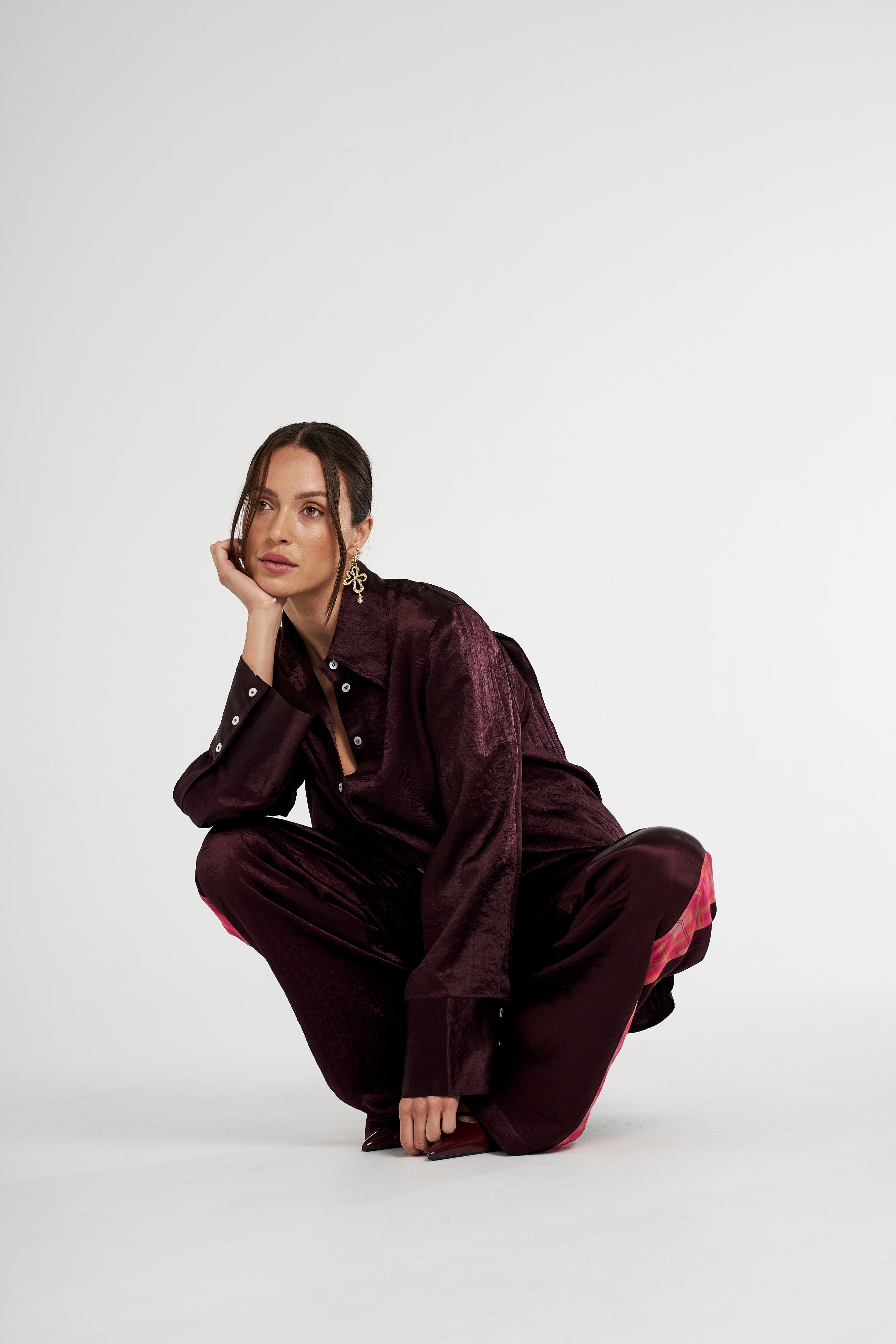 CUFF SHIRT - PLUM