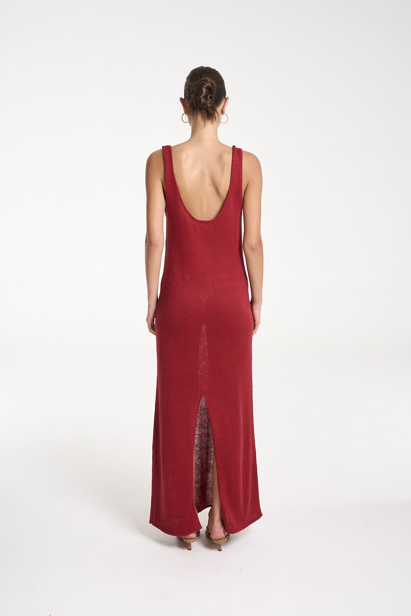 KNIT MAXI DRESS - CARMINE RED