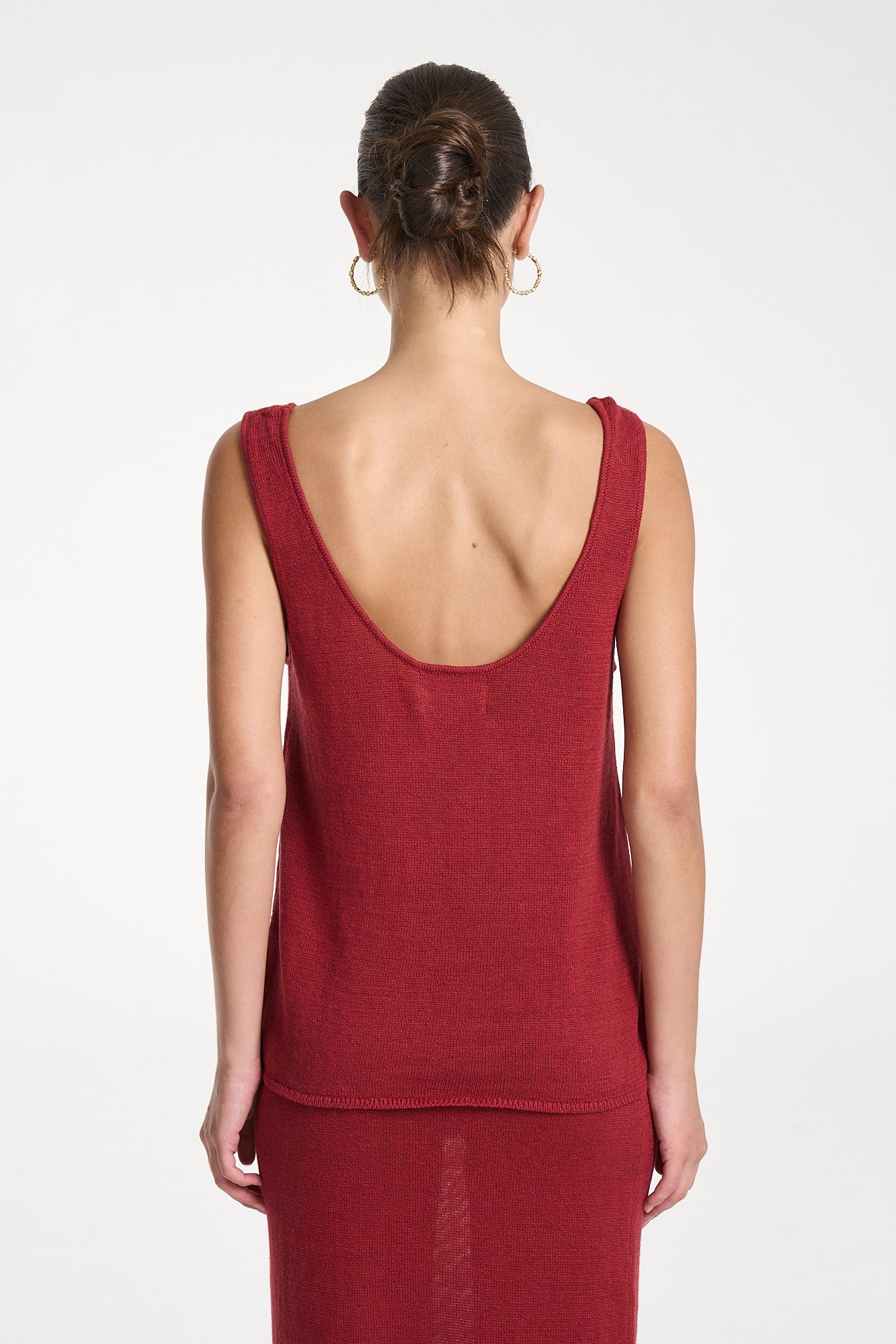 KNIT TANK  - CARMINE RED