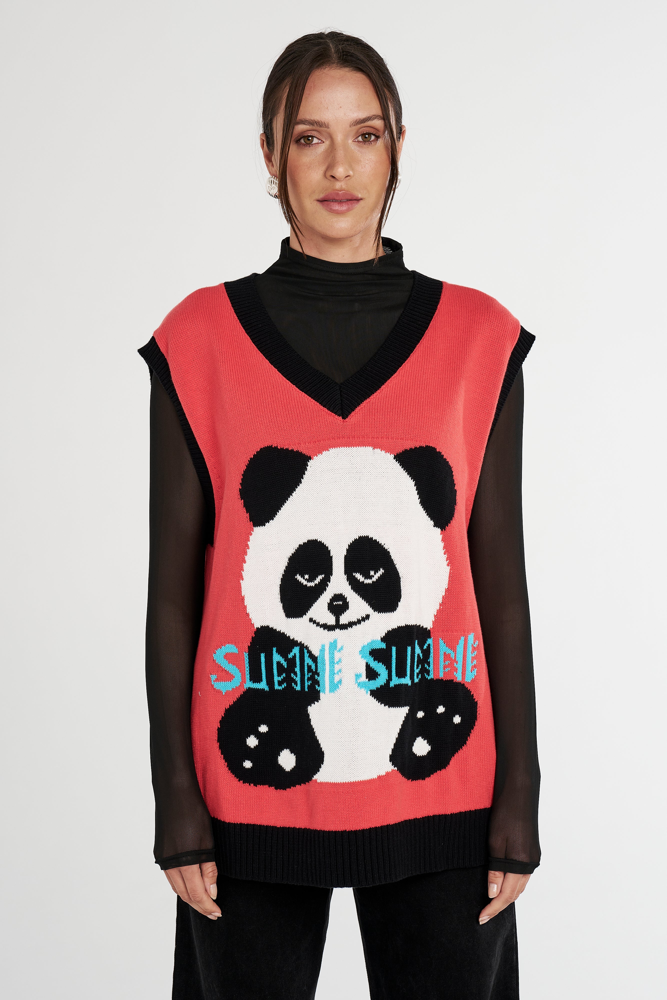 OS KNIT VEST - RED PANDA