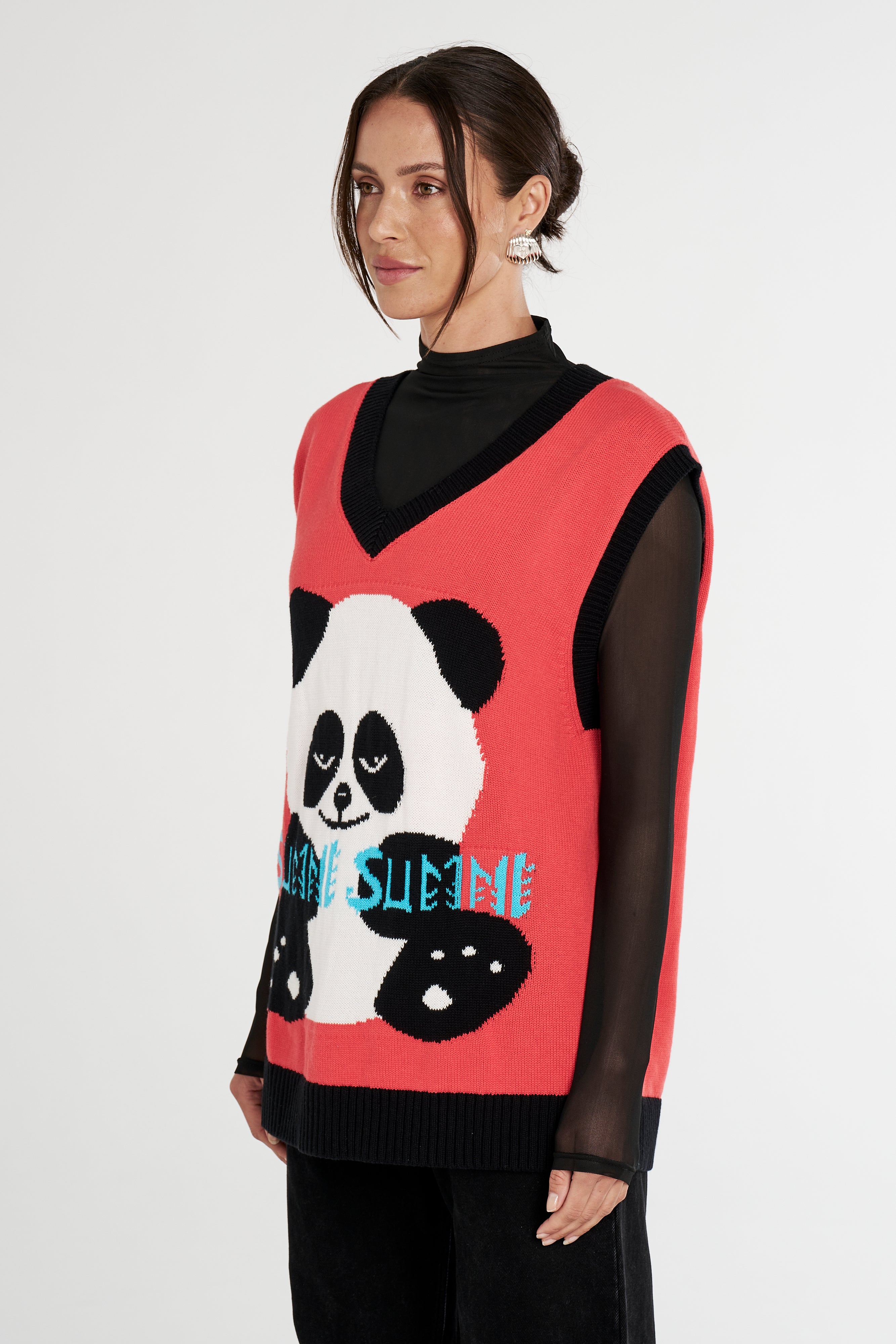 OS KNIT VEST - RED PANDA