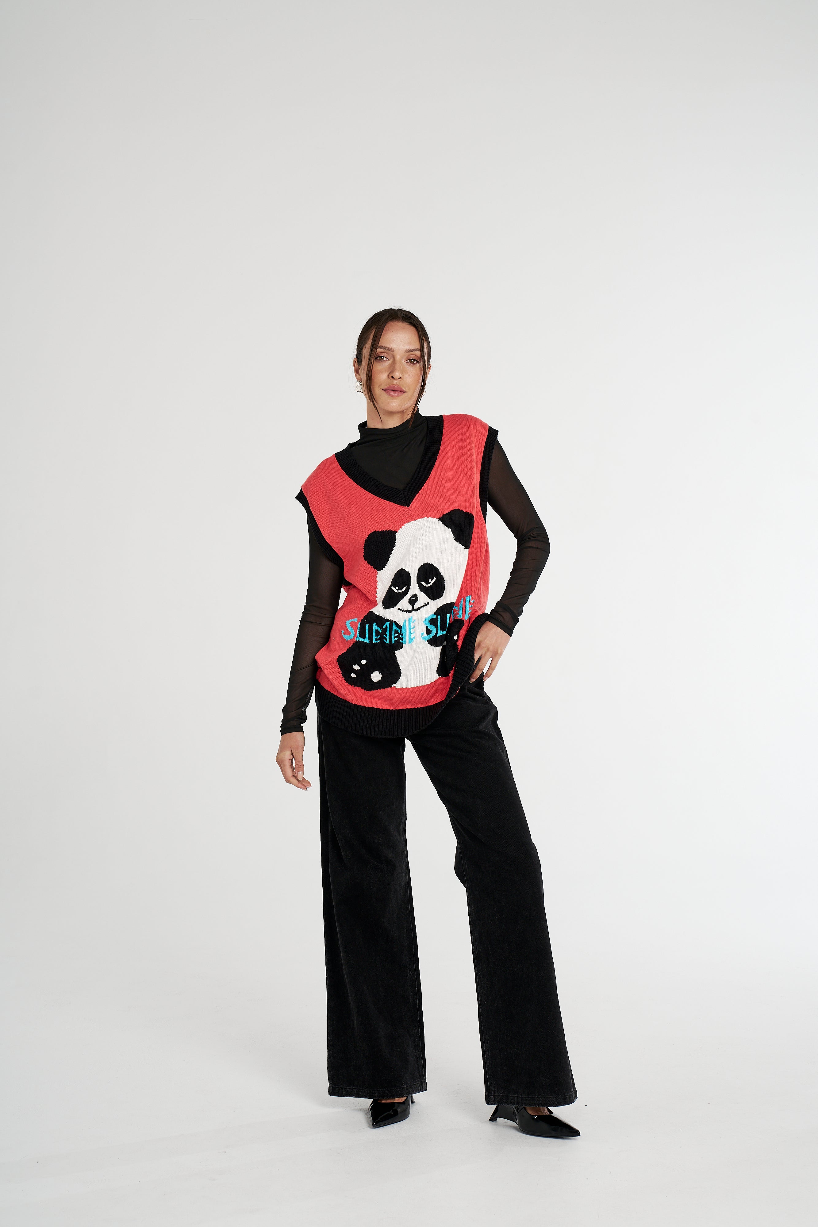 OS KNIT VEST - RED PANDA