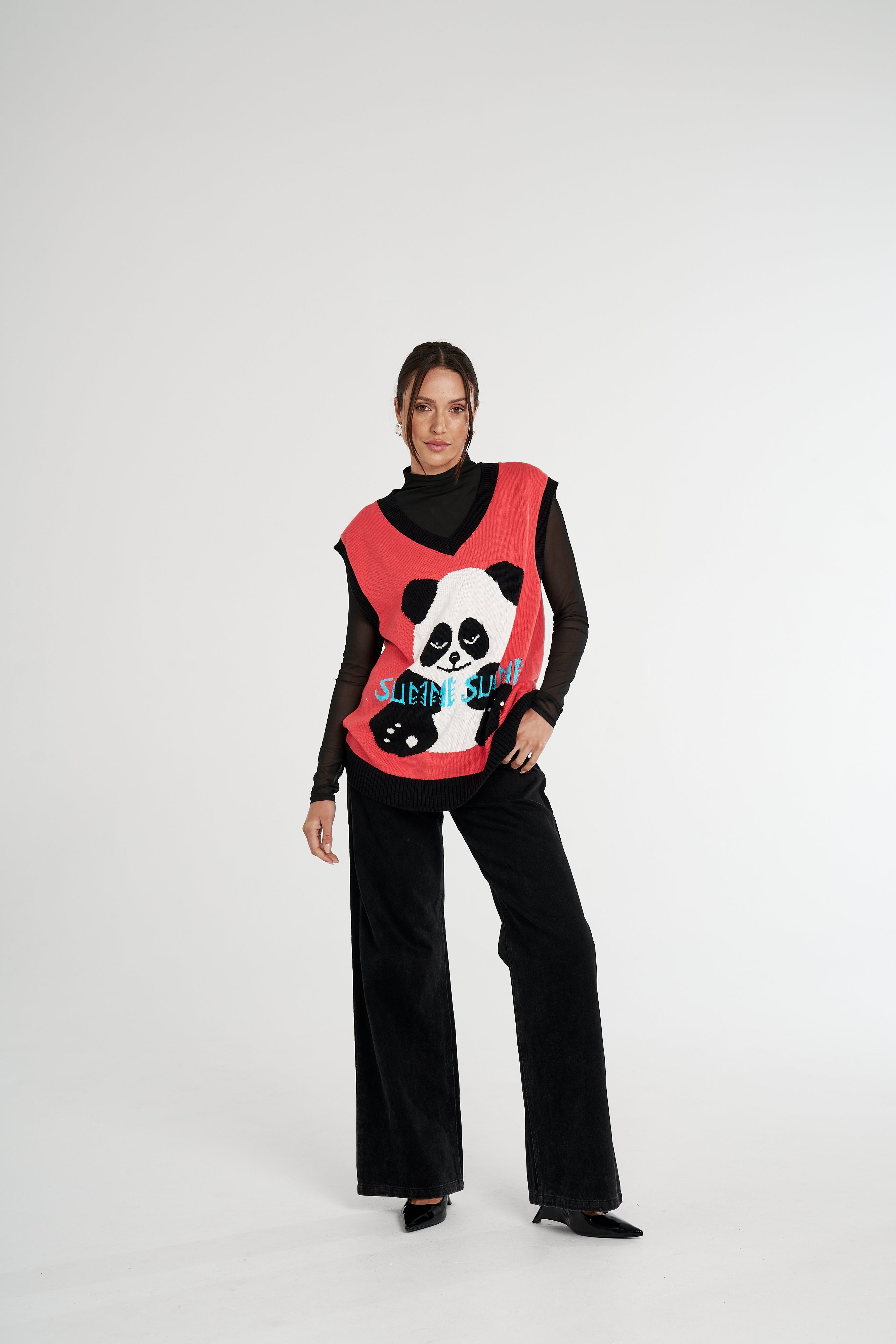 OS KNIT VEST - RED PANDA