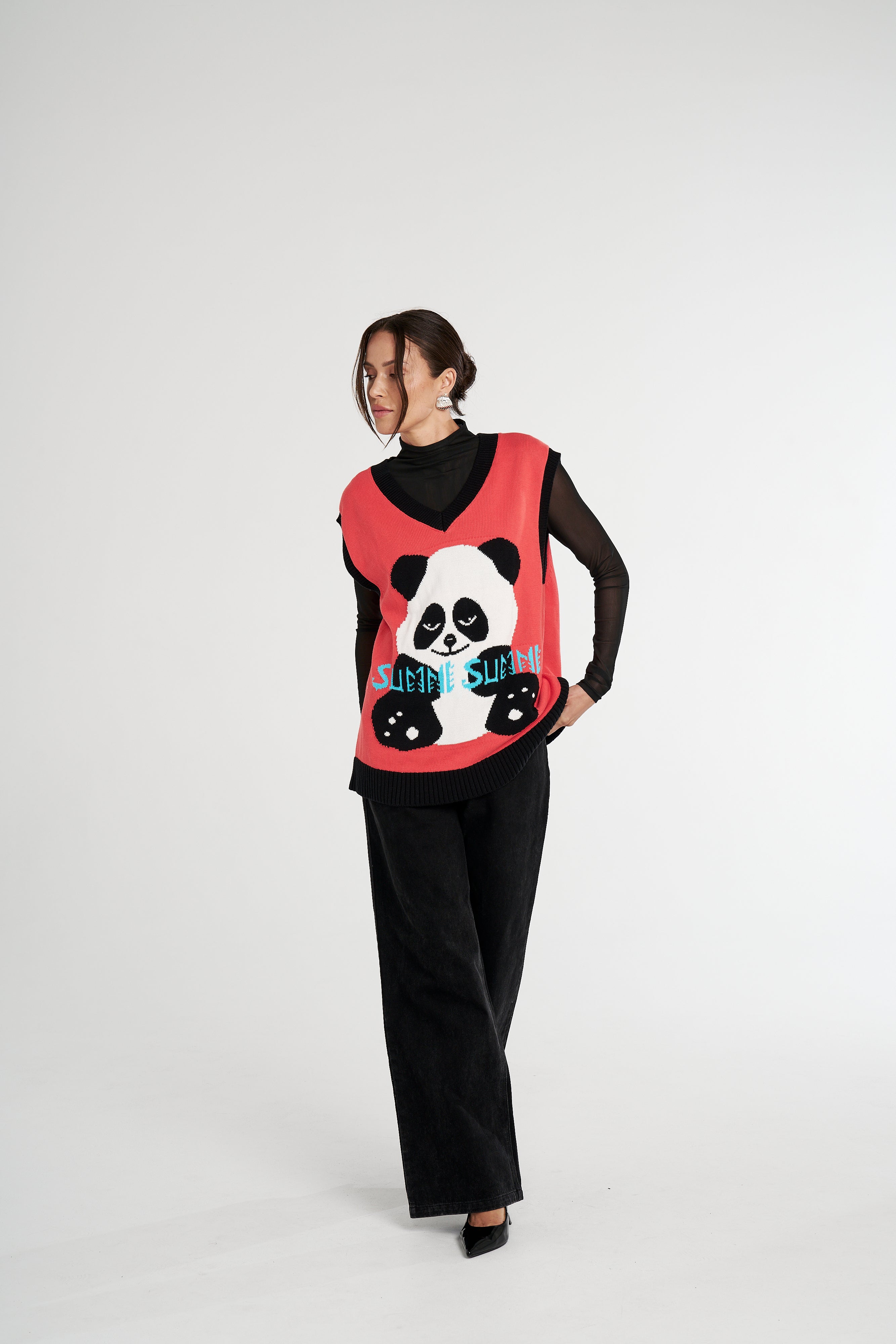 OS KNIT VEST - RED PANDA