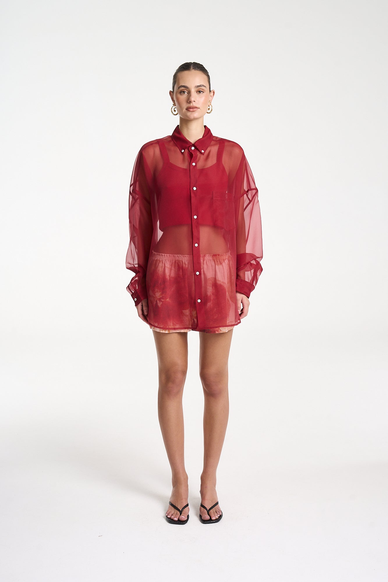 MERCURIO SILK SHIRT -  CARMINE RED