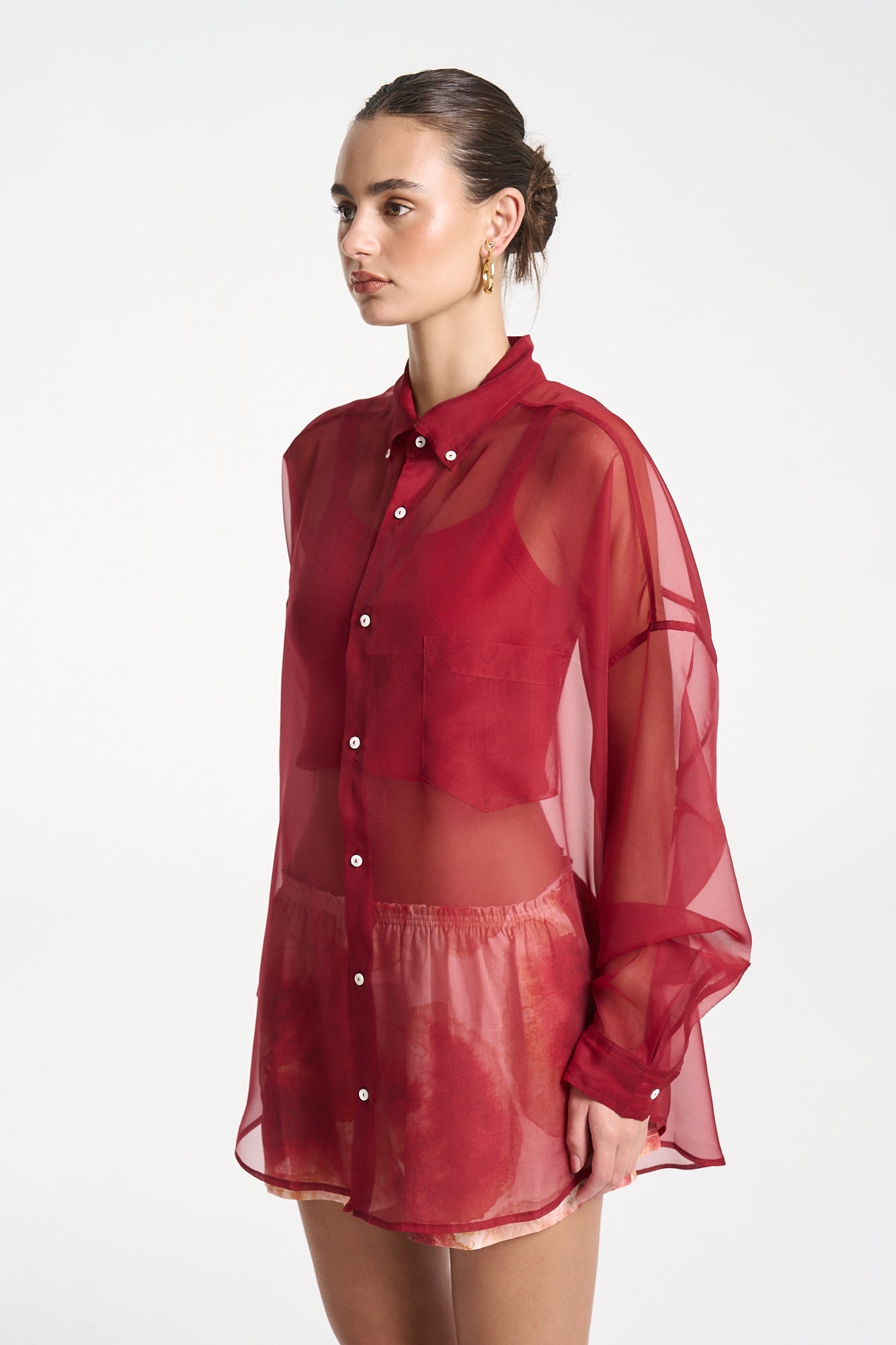 MERCURIO SILK SHIRT -  CARMINE RED
